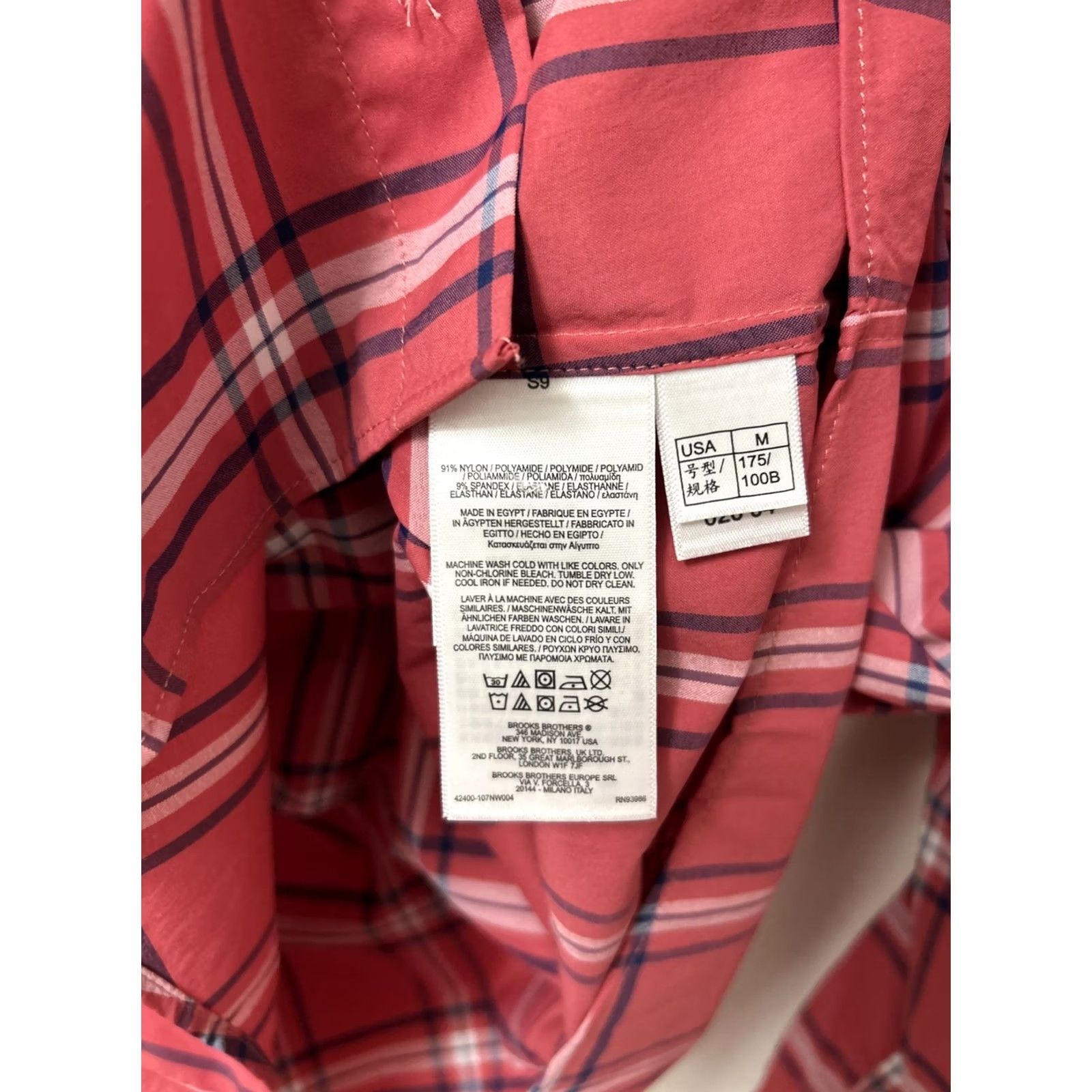 Brooks Brothers Brooks Brothers Shirt Mens M Pink Red Plaid Nylon Button-Down Pocket L/S Size US M / EU 48-50 / 2 - 7 Thumbnail