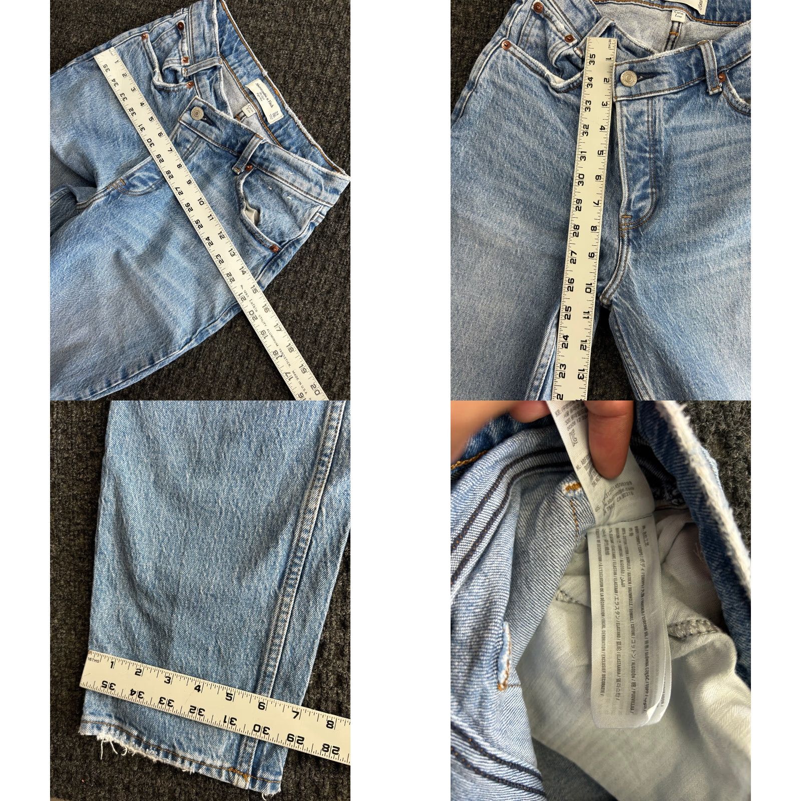 Abercrombie & Fitch Abercrombie & Fitch The Dad Jeans Womens 00 24 in Blue Cotton Denim 5-Pocket High Rise Regular 31 in 90s Love Retro Distressed Logo Zipper Button Mom Size 24" / US 00 / IT 34 - 8 Thumbnail