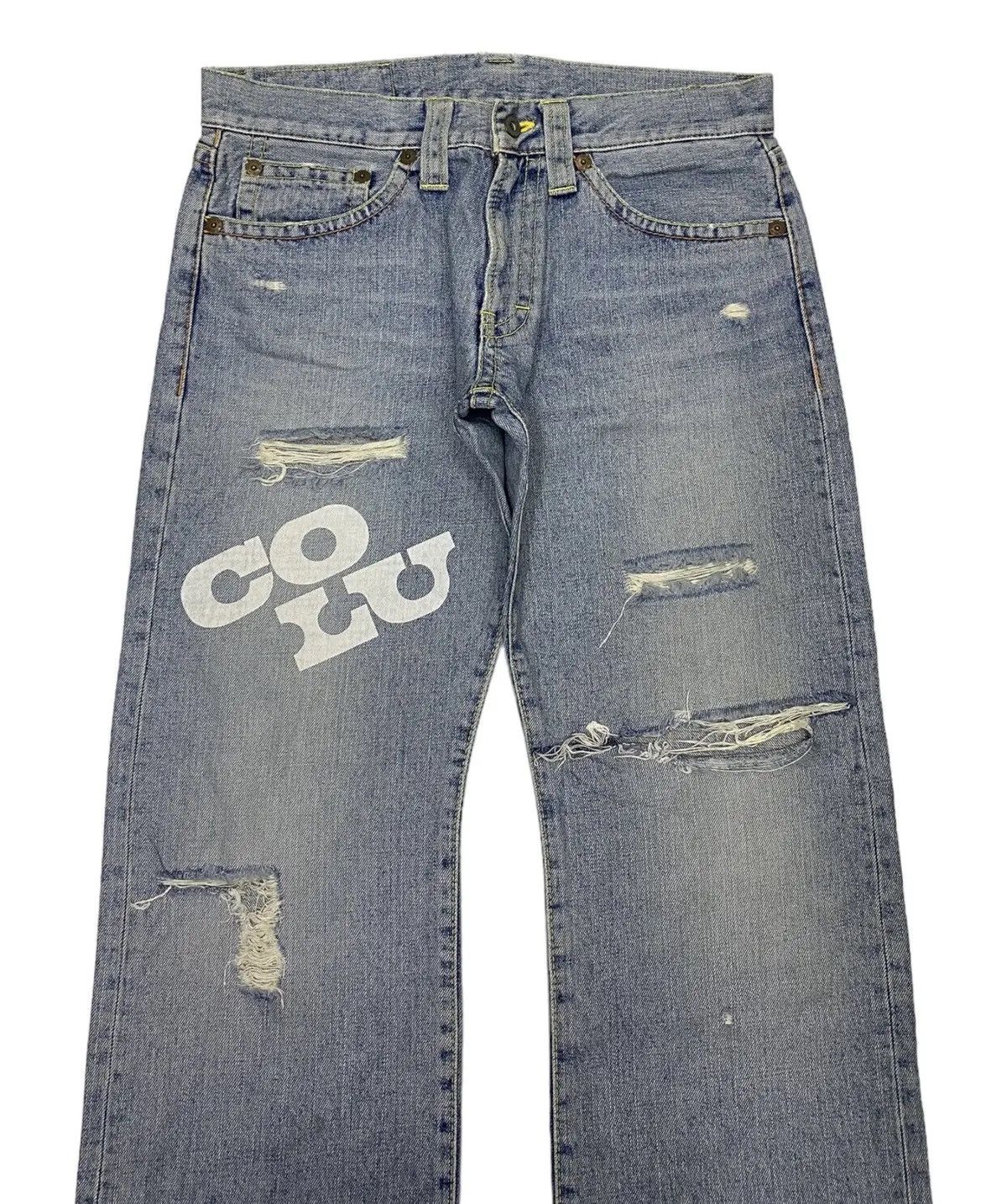Hysteric Glamour FLARE RUSTY COCOLULU DISTRESSED BAGGY FLARE DENIM JEANS Size US 32 / EU 48 - 5 Thumbnail