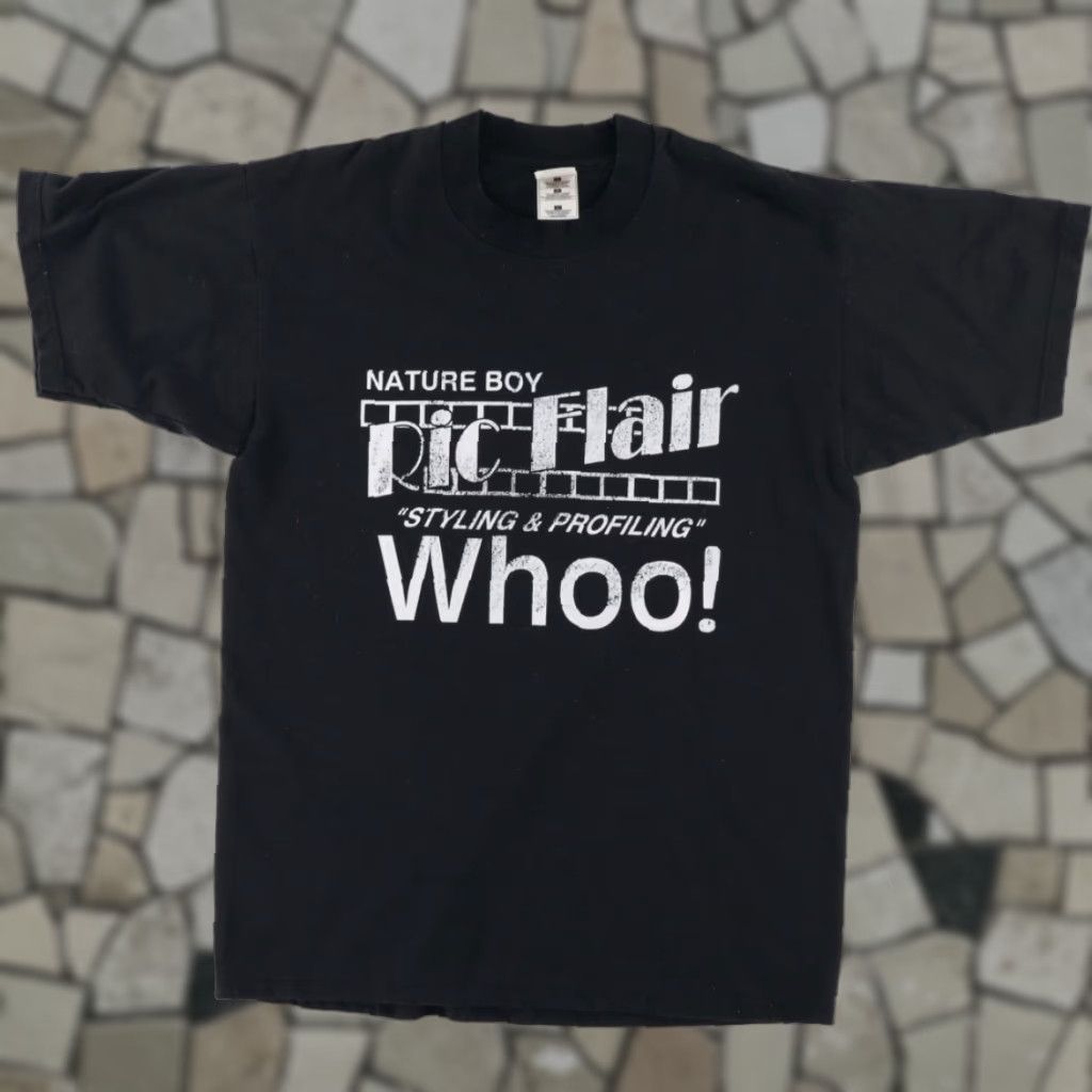 Fruit Of The Loom VINTAGE Fruit of the Loom Ric Flair Whoo! T-Shirt Black Men's L VTG Shirt Men L Black Ric Flair Whoo! Solid T-Shirt Vintage Mens L Size US L / EU 52-54 / 3 - 1 Thumbnail