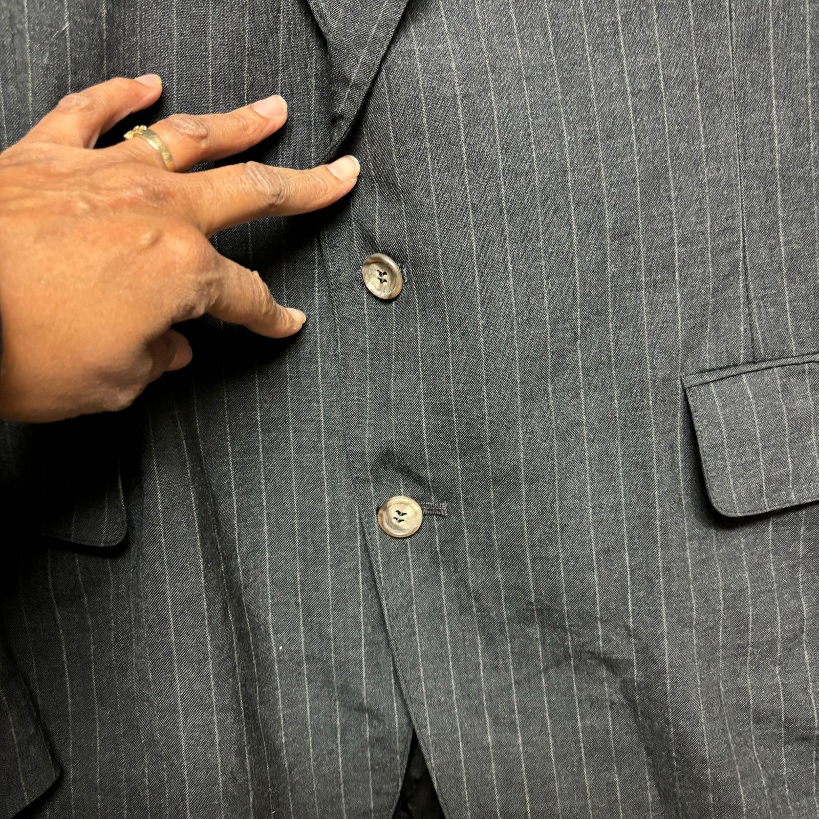 Other Patrick James Pin Stripe Blazer Jacket 44R 2 Buttons Wool Size 44R - 10 Thumbnail