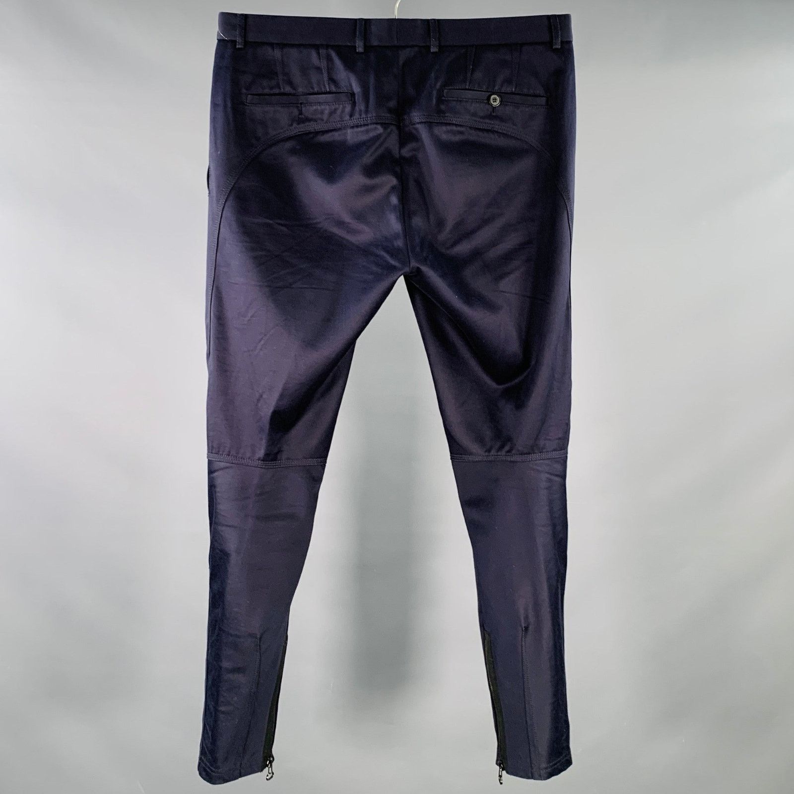 Lanvin LANVIN Size 32 Navy Cotton Ankle Zip Flat Front Dress Pants Size US 32 / EU 48 - 3 Thumbnail