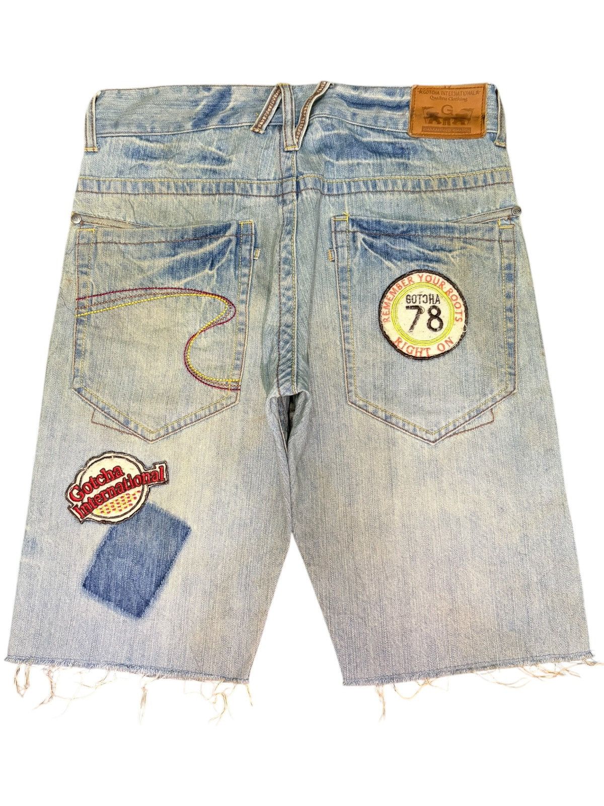 Gotcha Vintage Japanese Brand Mud Wash Distress Jean Shorts Size US 32 / EU 48 - 2 Thumbnail