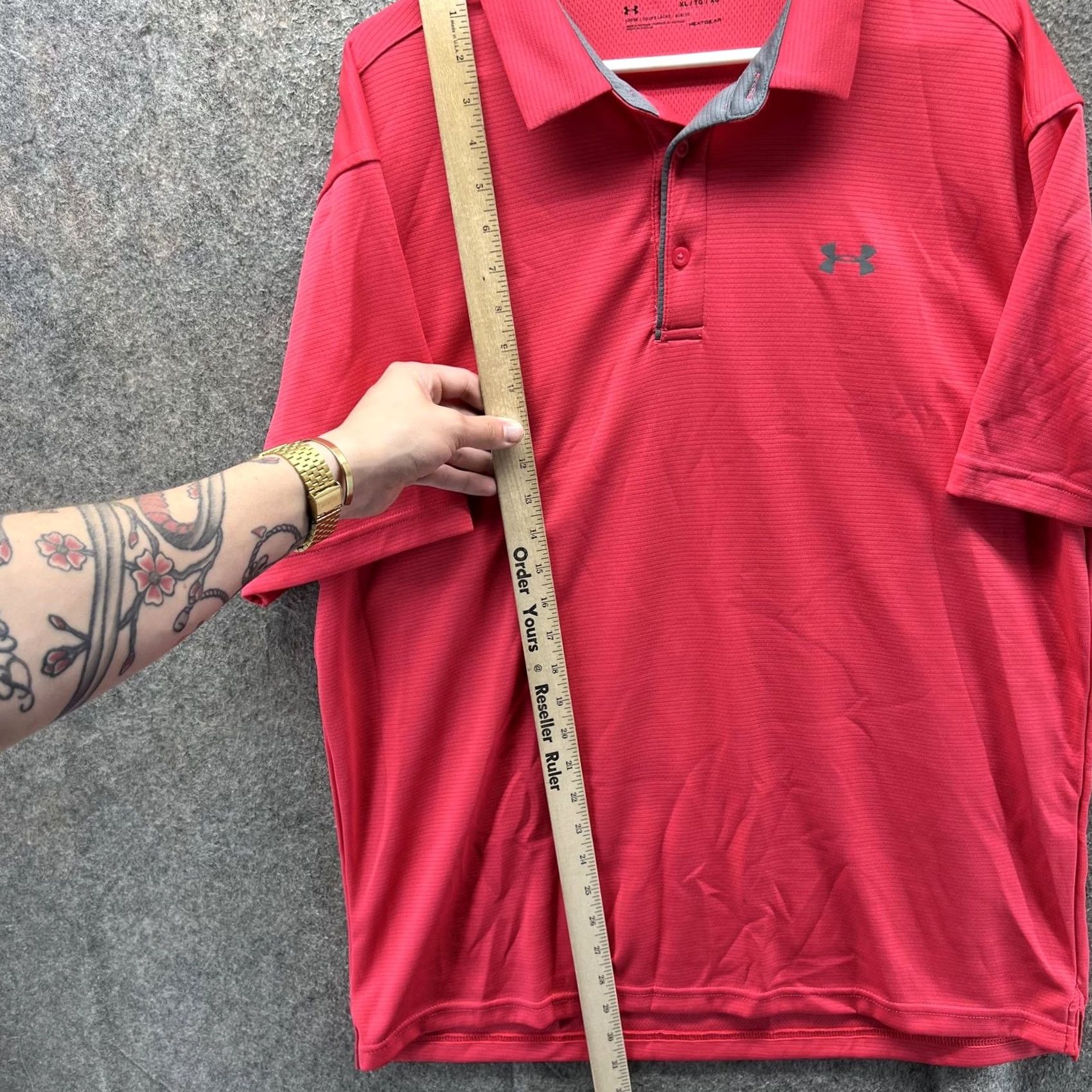 Under Armour Under Armour Polo Shirt Mens XL Red HeatGear Loose Performance Golf Stretch Shirt Golf Polo Striped Short Sleeve Mens Size US XL / EU 56 / 4 - 6 Thumbnail