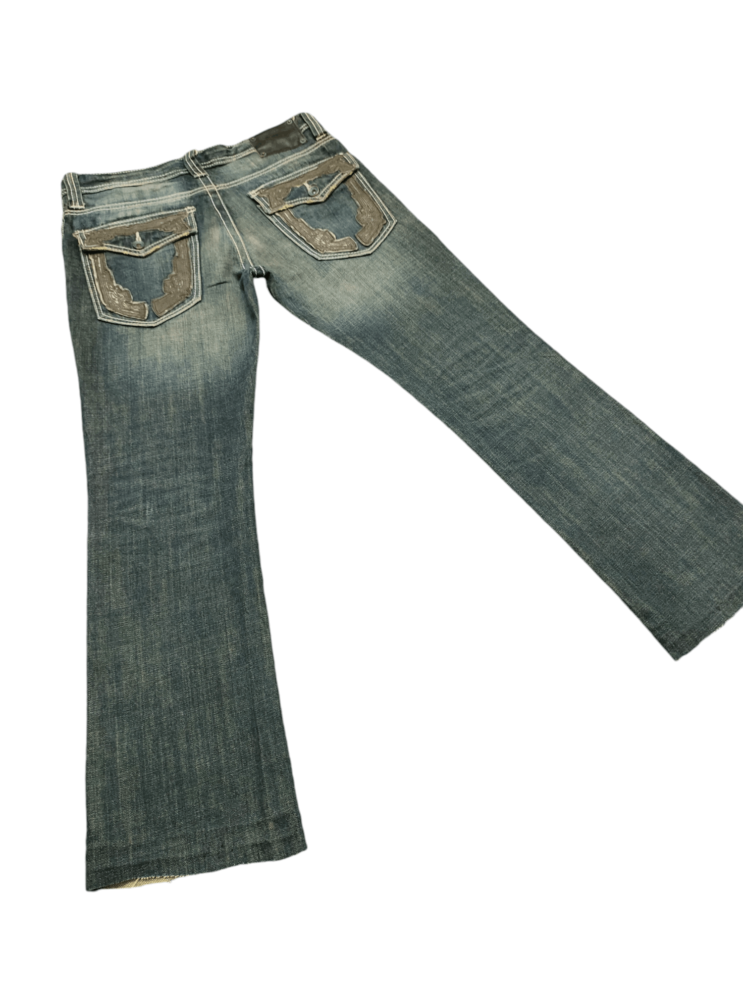 semanticdesign Flare Jeans Semantic Design Gun Embroidered Distress Bootcut Size US 31 - 15 Thumbnail