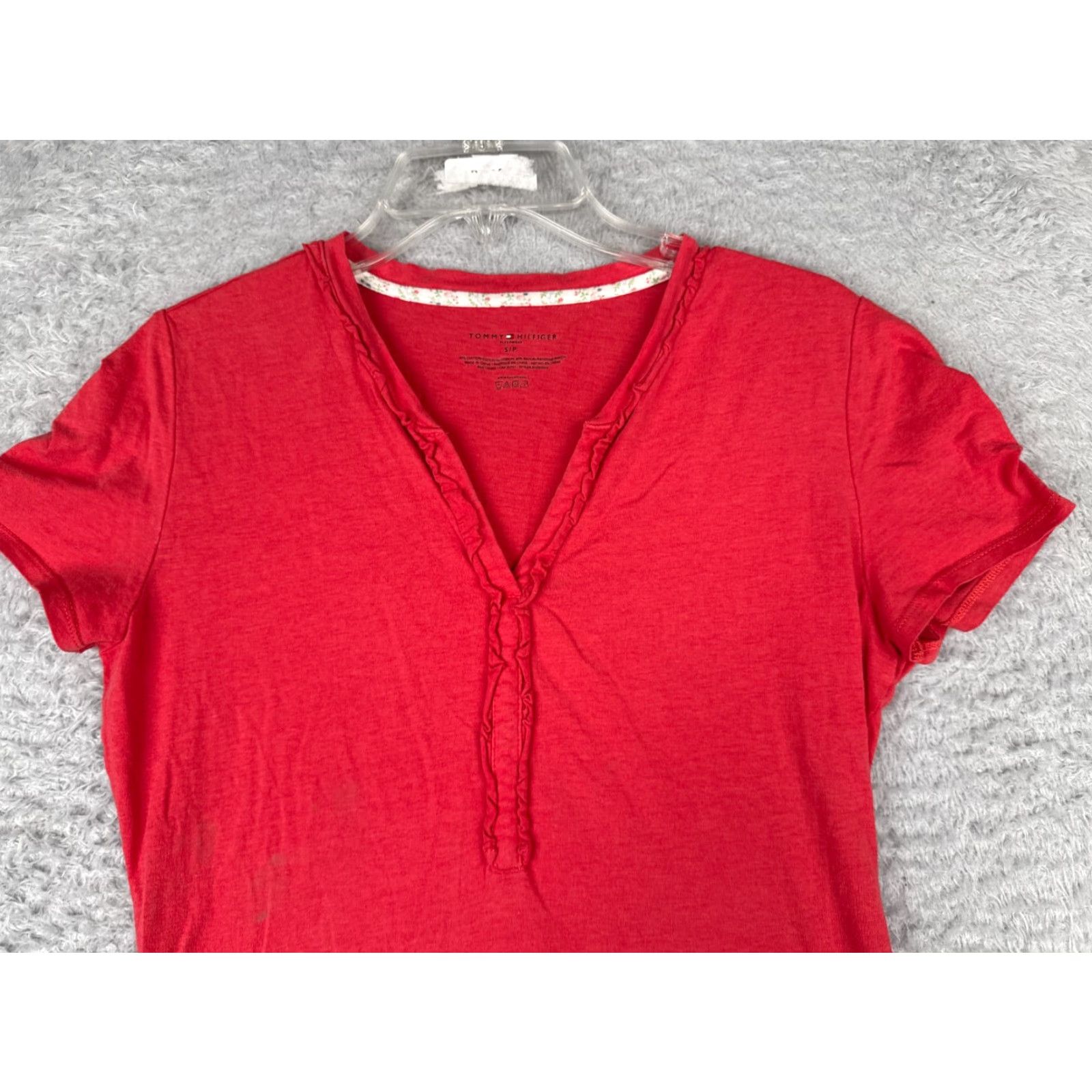 Tommy Hilfiger Tommy Hilfiger Womens T-Shirt Petite PXS Pink V-Neck Cotton Blend Casual Sports Size XS / US 0-2 / IT 36-38 - 4 Thumbnail