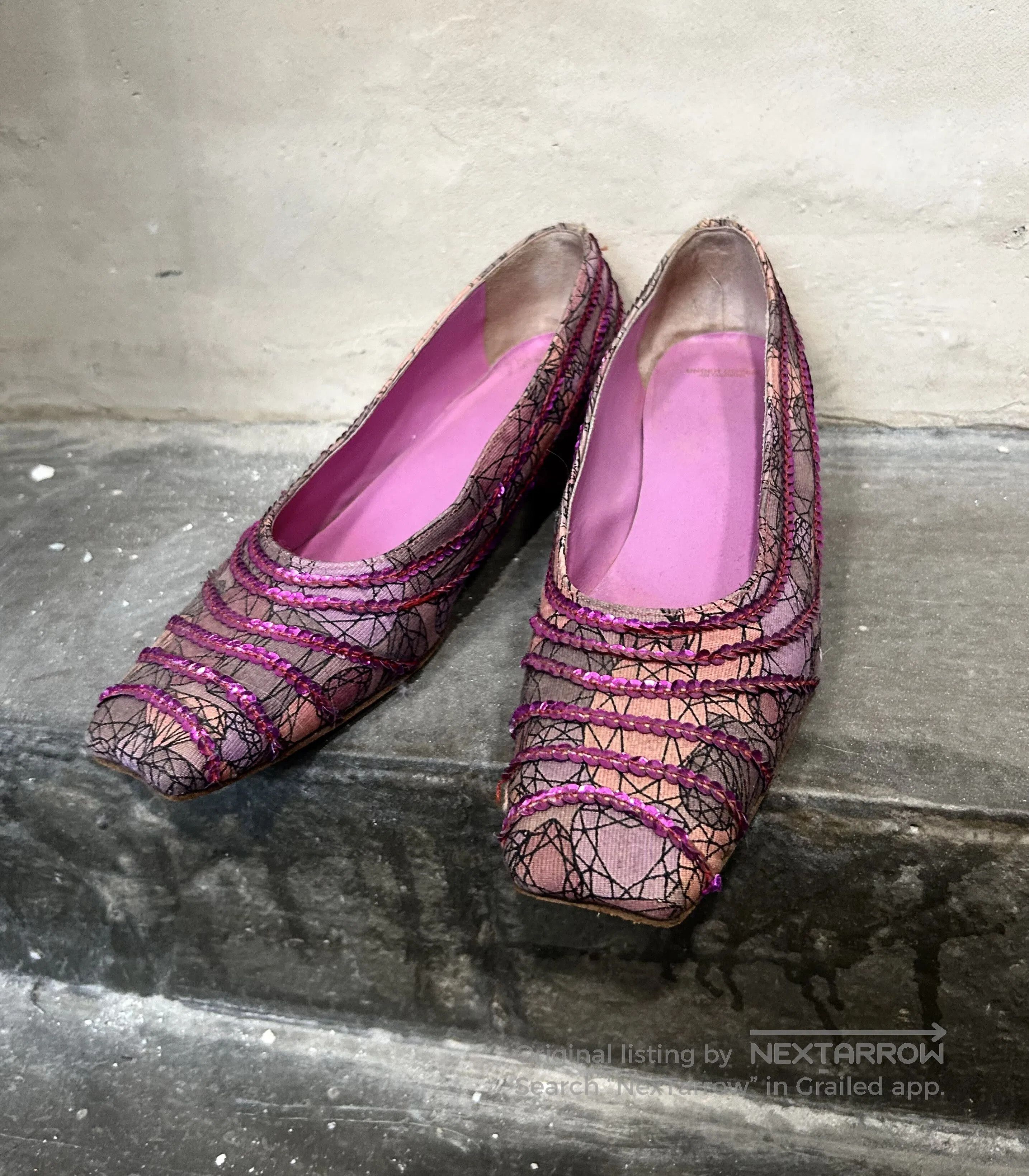Undercover UNDERCOVER Spider Web Sequin Square Toe Flats. Size US 6 / IT 36 - 1 Thumbnail