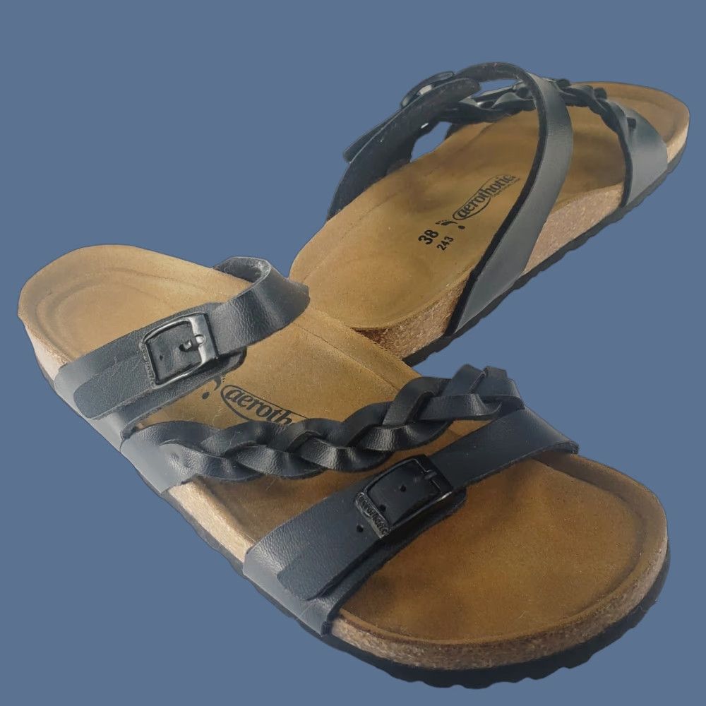 Vintage AeroThotic Braided Women's Arch Support Comfy Orthotic Slide Black Sandals 7-7.5 Slide Shoes Womens Comfort Shoes Size US 5.5 / IT 35.5 - 1 Thumbnail