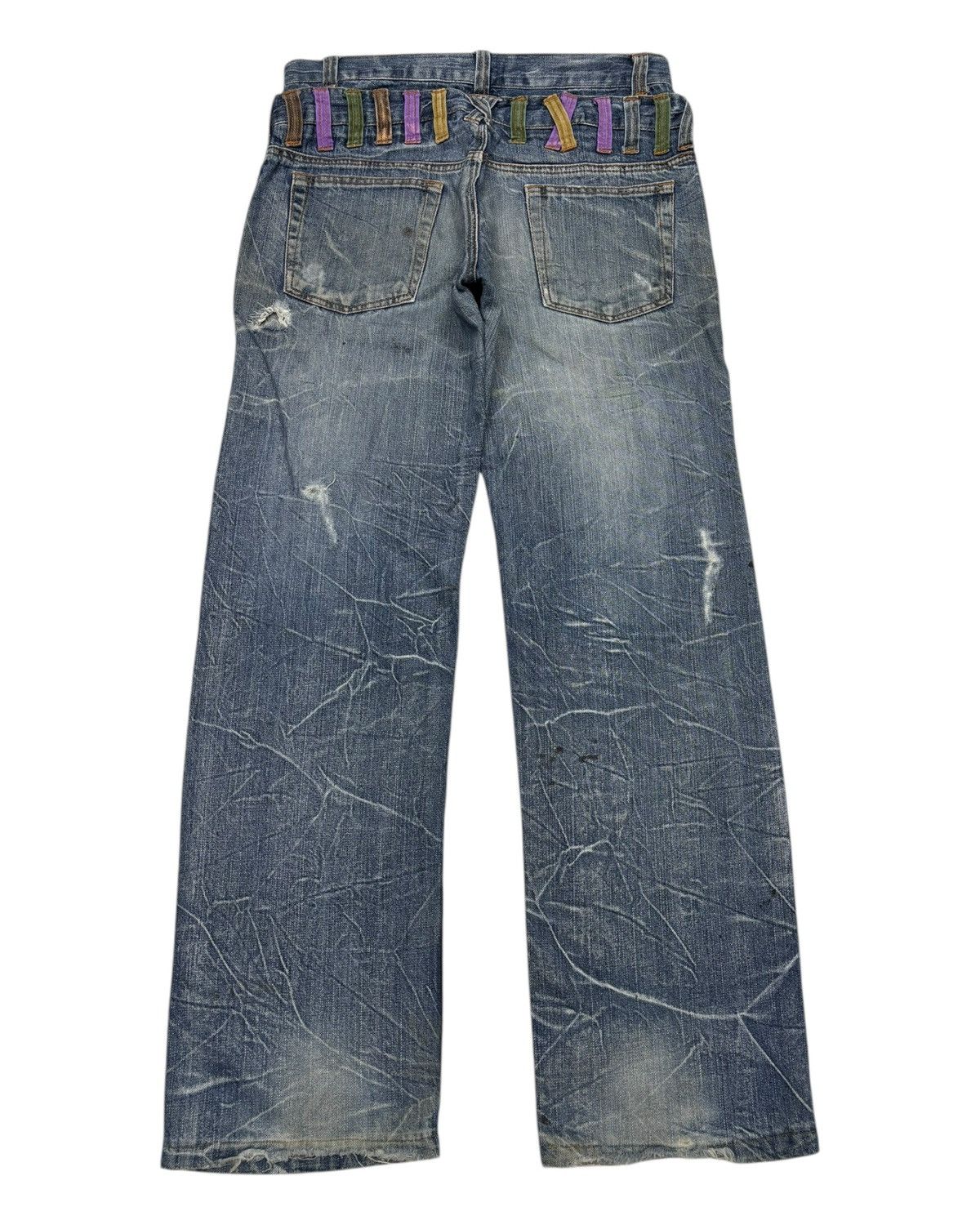 Other 🔥NYLAUS Clothing DOUBLE WAIST Punk Distressed Denim Jeans Size US 32 / EU 48 - 2 Thumbnail