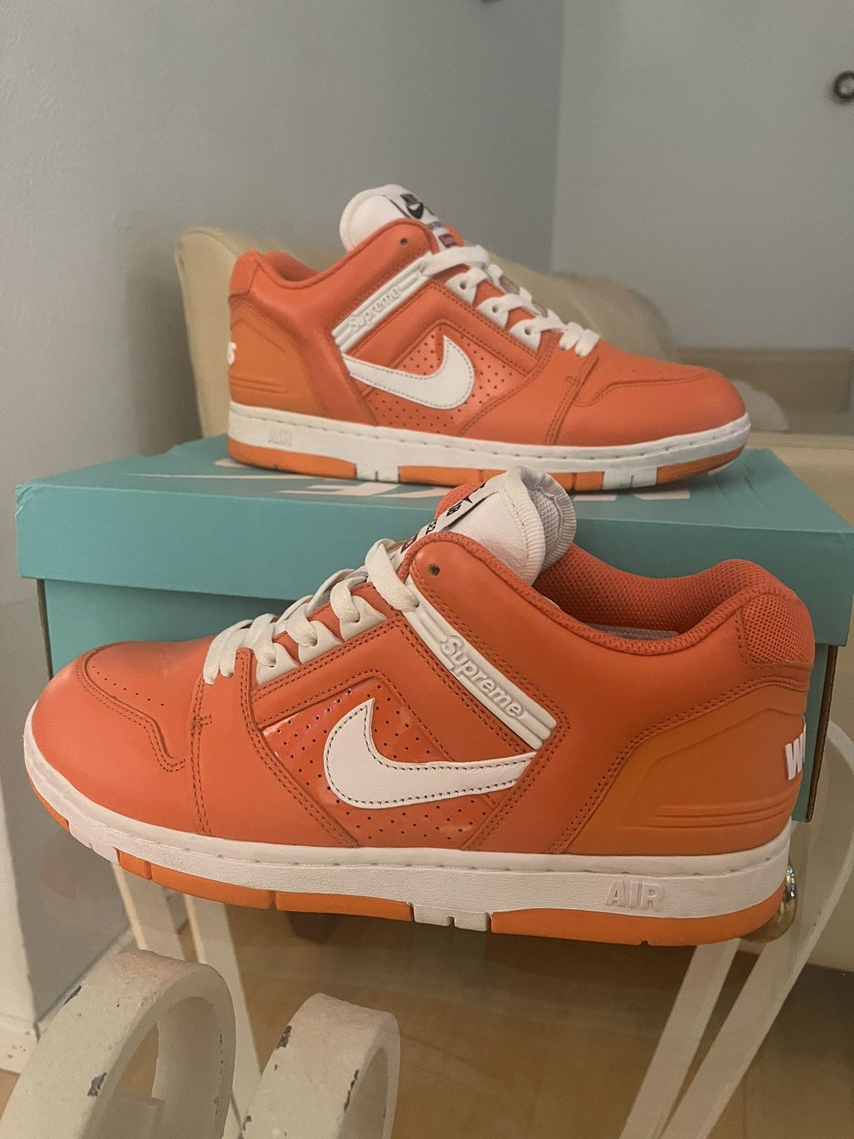 image of Nike Sb Supreme Af2 Shoes in Orange, Men's (Size 9)