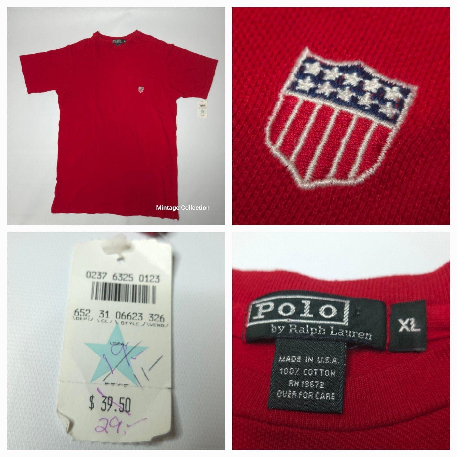 Ralph Lauren VINTAGE POLO RALPH LAUREN RED PIQUE POCKET SHIRT FLAG SHIELD Size US XL / EU 56 / 4 - 1 Thumbnail