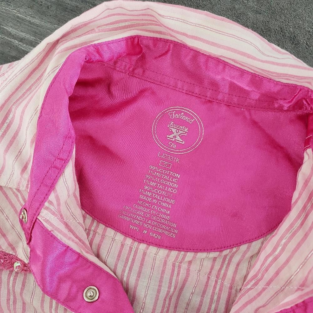 Designer Pink Diamond Striped 20X Horse Show Button Down Size S / US 4 / IT 40 - 4 Thumbnail