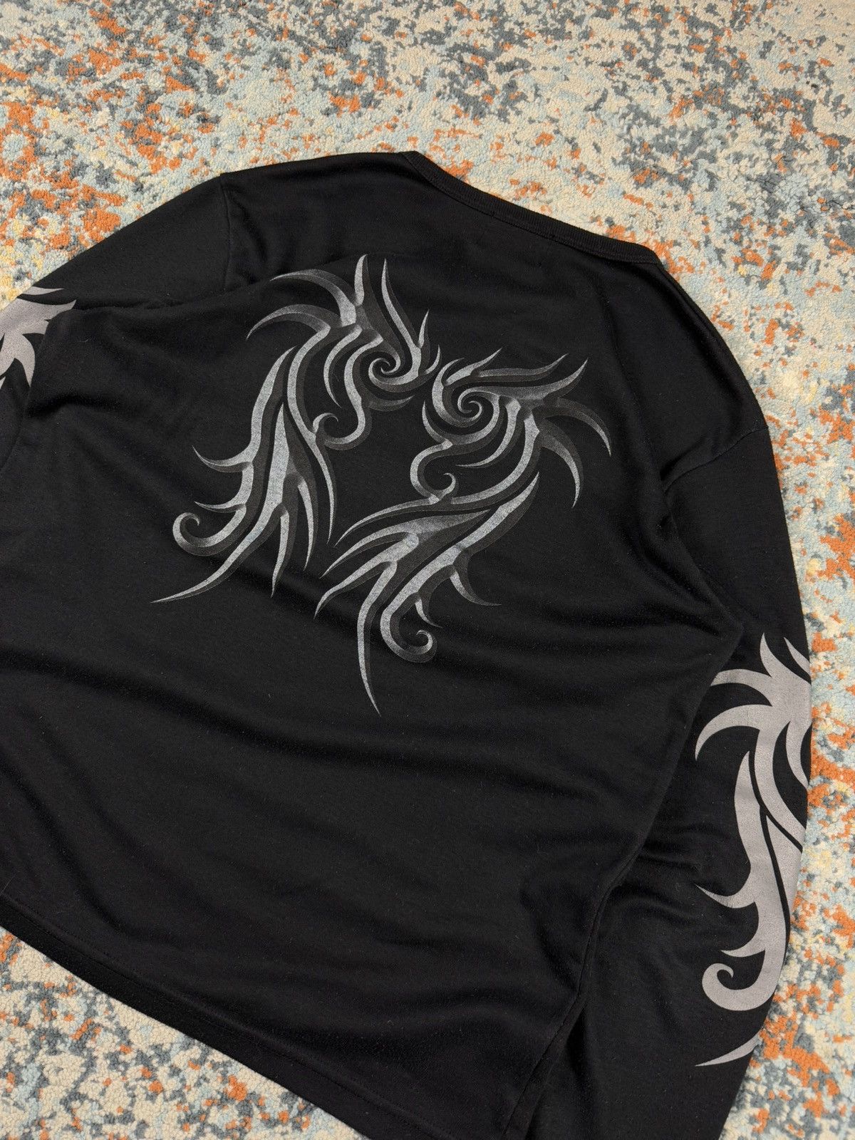 Japanese Brand × Vintage Vintage y2k crazy tribal dragon print rave style long sleeve Size US S / EU 44-46 / 1 - 6 Thumbnail