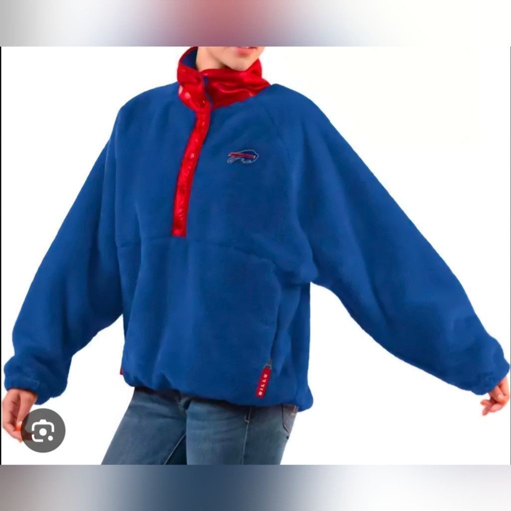 G-III GIII Blue Red Fleece Buffalo Bills Pullover Size Small Size S / US 4 / IT 40 - 1 Thumbnail