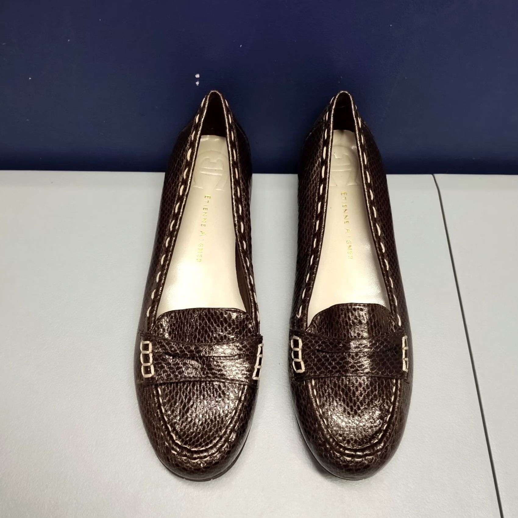 Etienne Aigner Etienne Aigner Ester Flats Womens Size 9M Brown Snake Leather Comfort 92694-7 Flat Womens Size 9M Brown Snake Leather Comfort Size US 9 / IT 39 - 3 Thumbnail