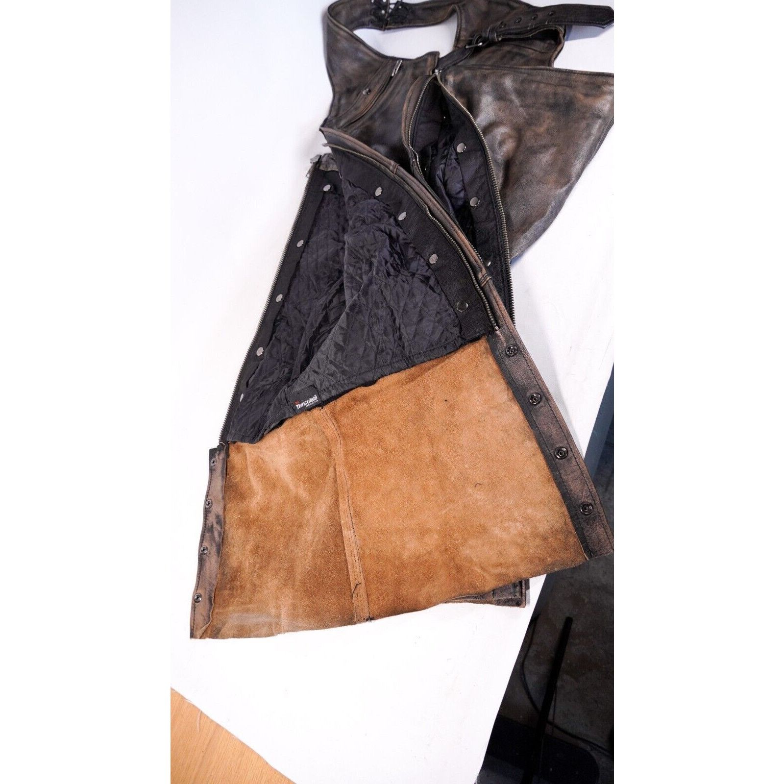 Other Leather Chaps Motorcycle Leggings Adjustable Belt Pants 3XL Size US 36 / EU 52 - 8 Thumbnail