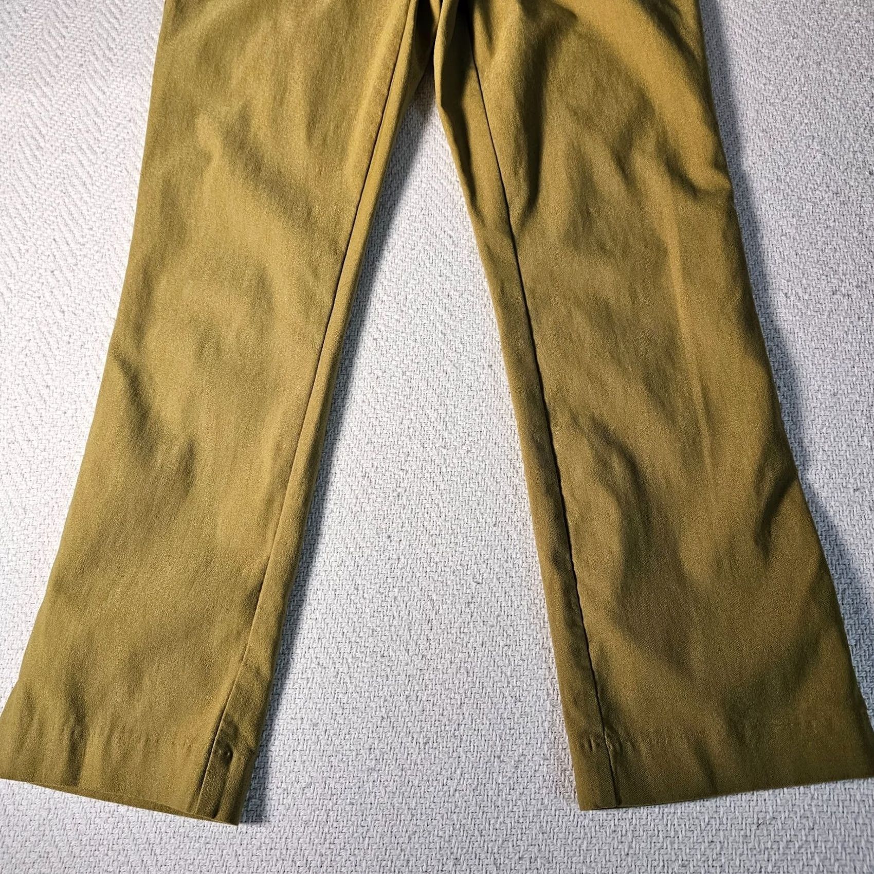 Vintage Jules & Leopold Pants Womens S Green Pull On High Rise Crop Rayon Blend Knit Front Flat Front Button Casual Formal Size 28" / US 6 / IT 42 - 2 Thumbnail