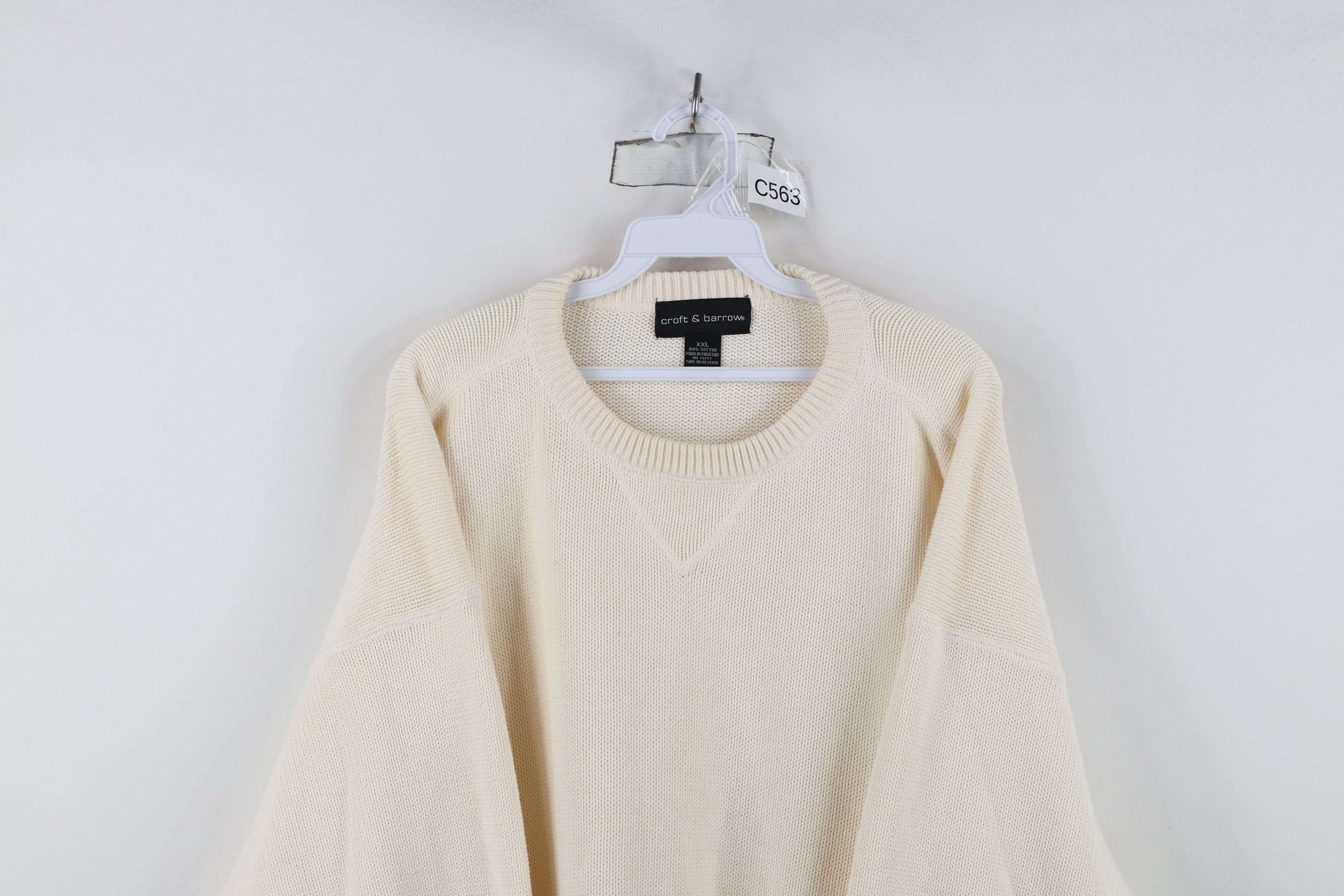 Vintage Vintage 90s Streetwear Heavyweight Cotton Knit Sweater Cream Size US XXL / EU 58 / 5 - 2 Thumbnail