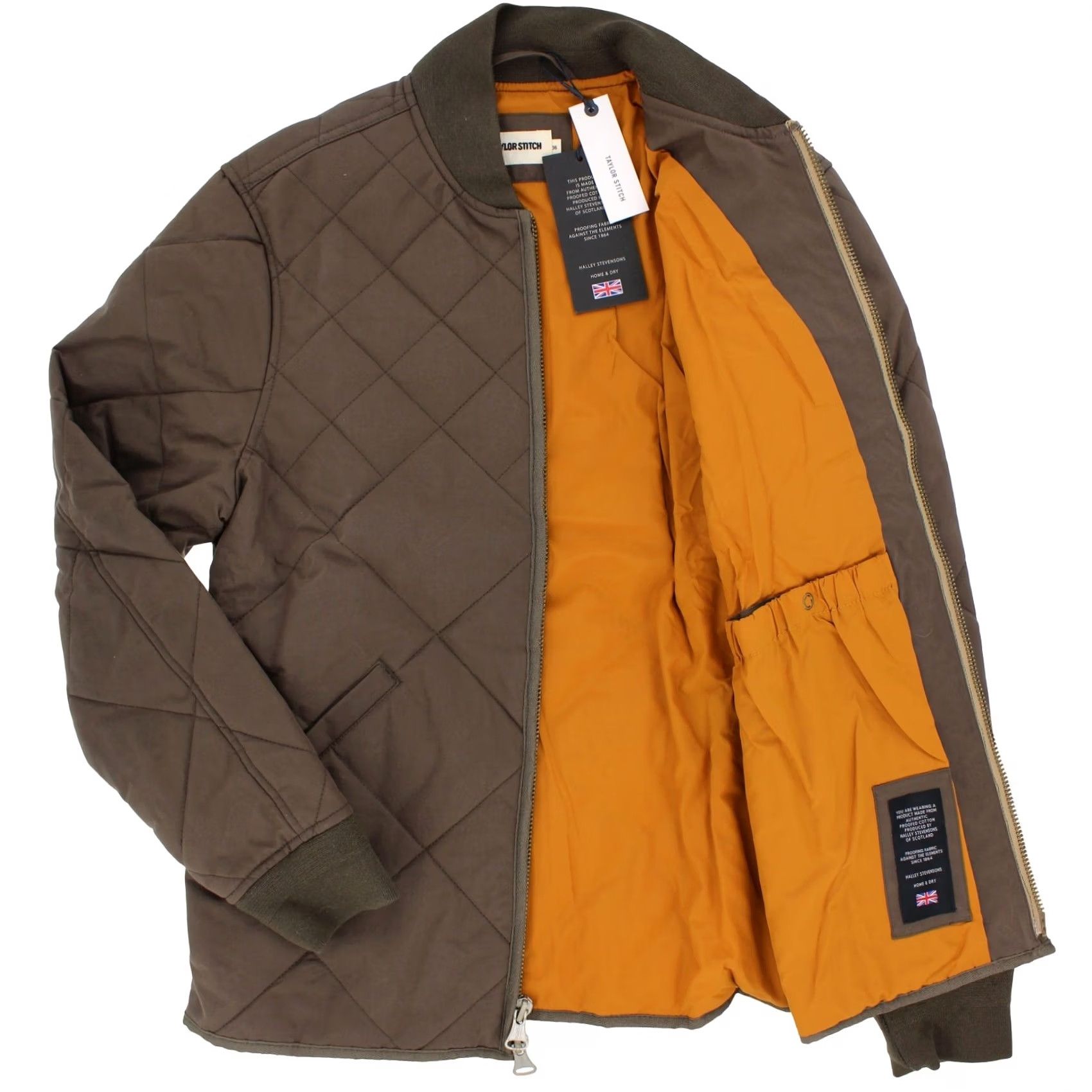 Taylor Stitch Taylor Stitch Mens Quilted Bomber Jacket Dry Waxed Organic Cotton Espresso XS Regular Jacket Mens Quilted Bomber Fall Spring Winter Durable Wardrobe Size US XS / EU 42 / 0 - 2 Thumbnail