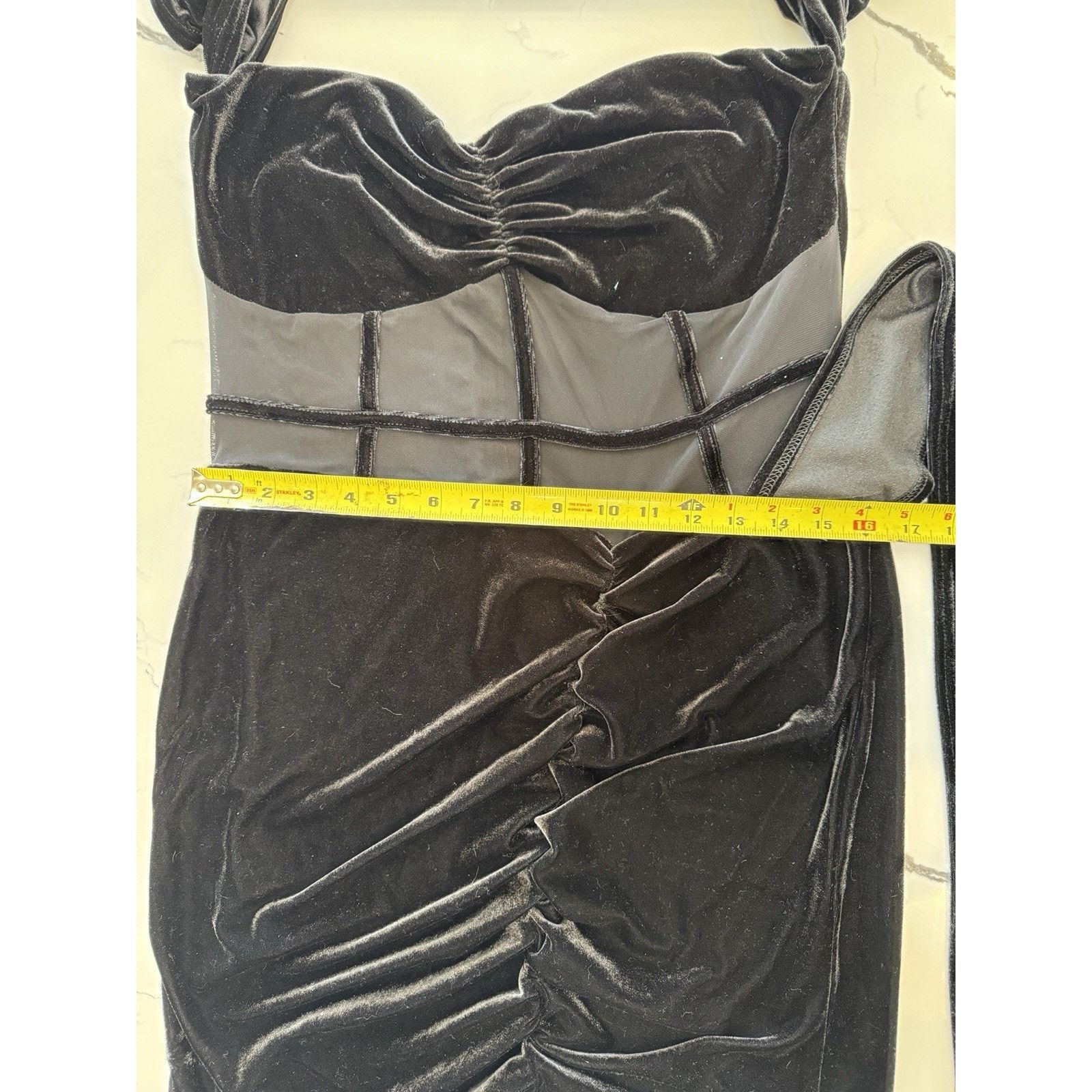Other Black Velvet Mesh Corset Ruched Mini Dress Women Tag XL Size XL / US 12-14 / IT 48-50 - 3 Thumbnail