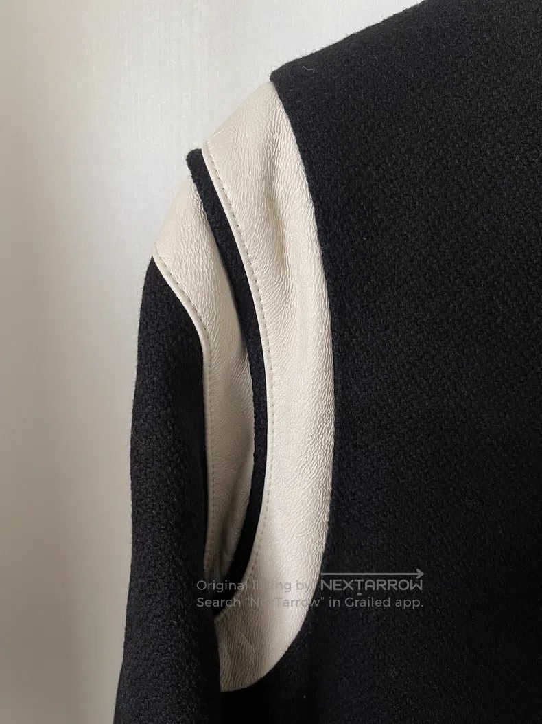 Saint Laurent Paris Saint Laurent Paris Black and White Wool Baseball Jacket Size US S / EU 44-46 / 1 - 7 Thumbnail