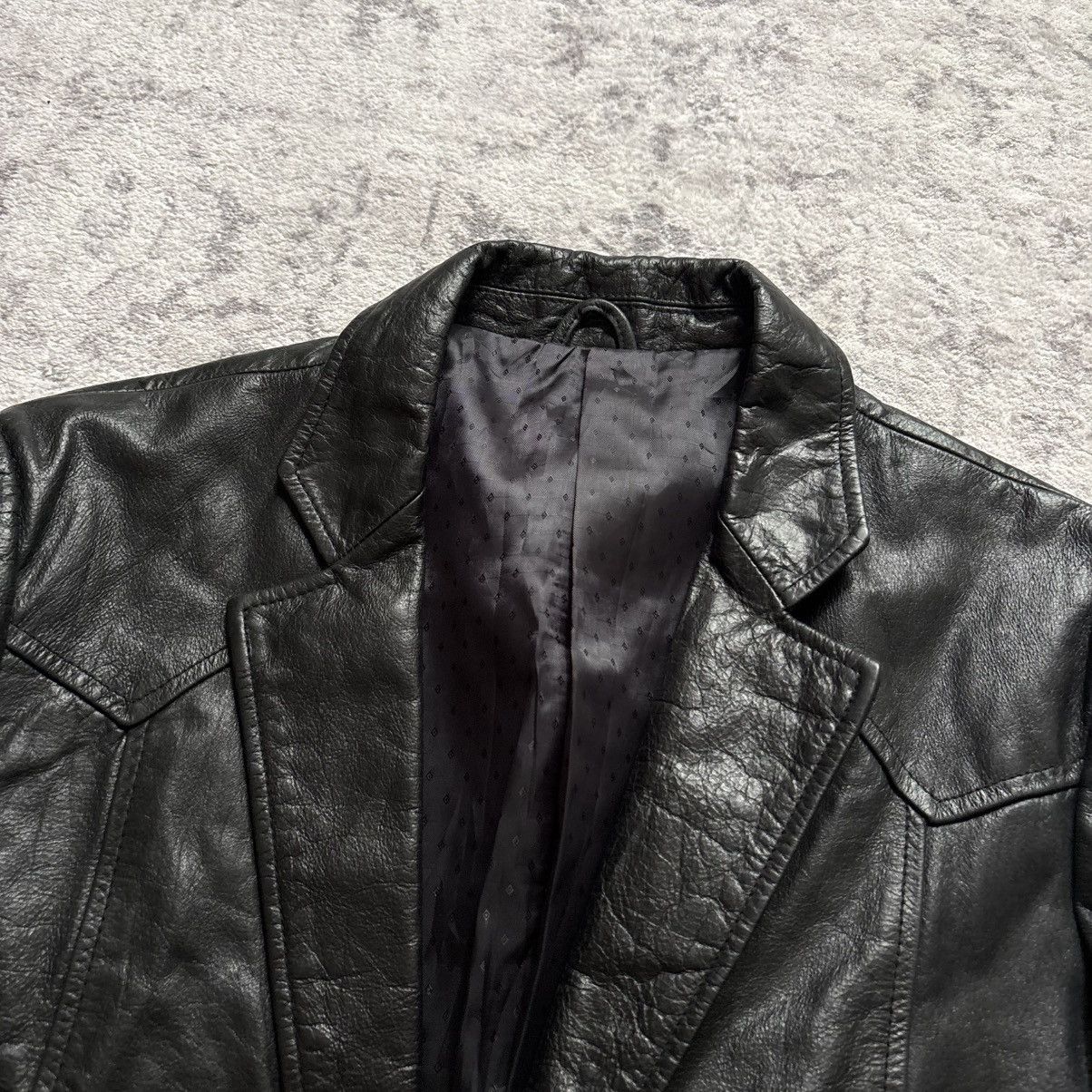 Tornado Mart Tornado Mart Leather Blazer Suit Jacket Black | Size L Size 44R - 3 Thumbnail