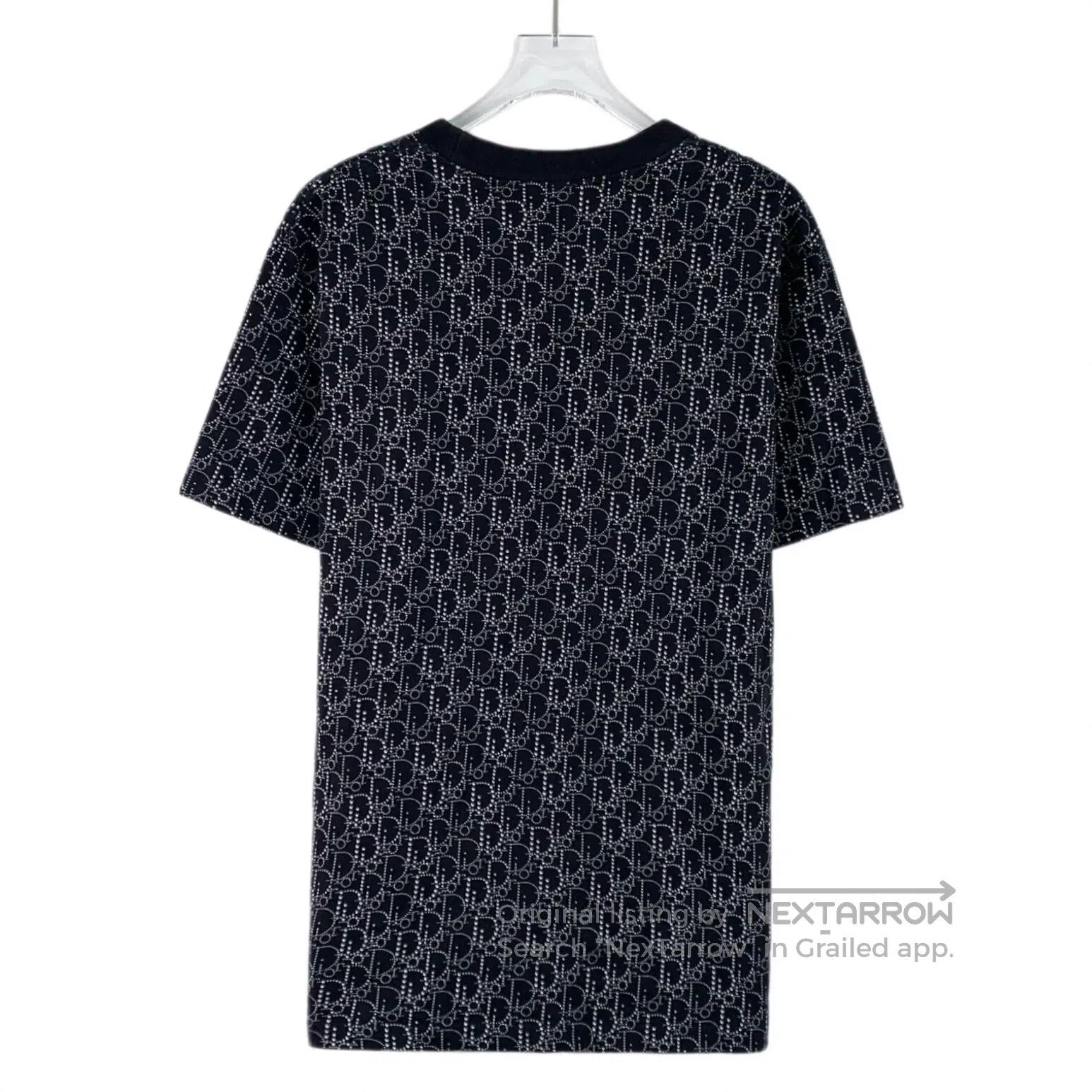 Dior Dior Black Logo Monogram Printed Cotton Crew Neck Short Sl Size US M / EU 48-50 / 2 - 2 Thumbnail