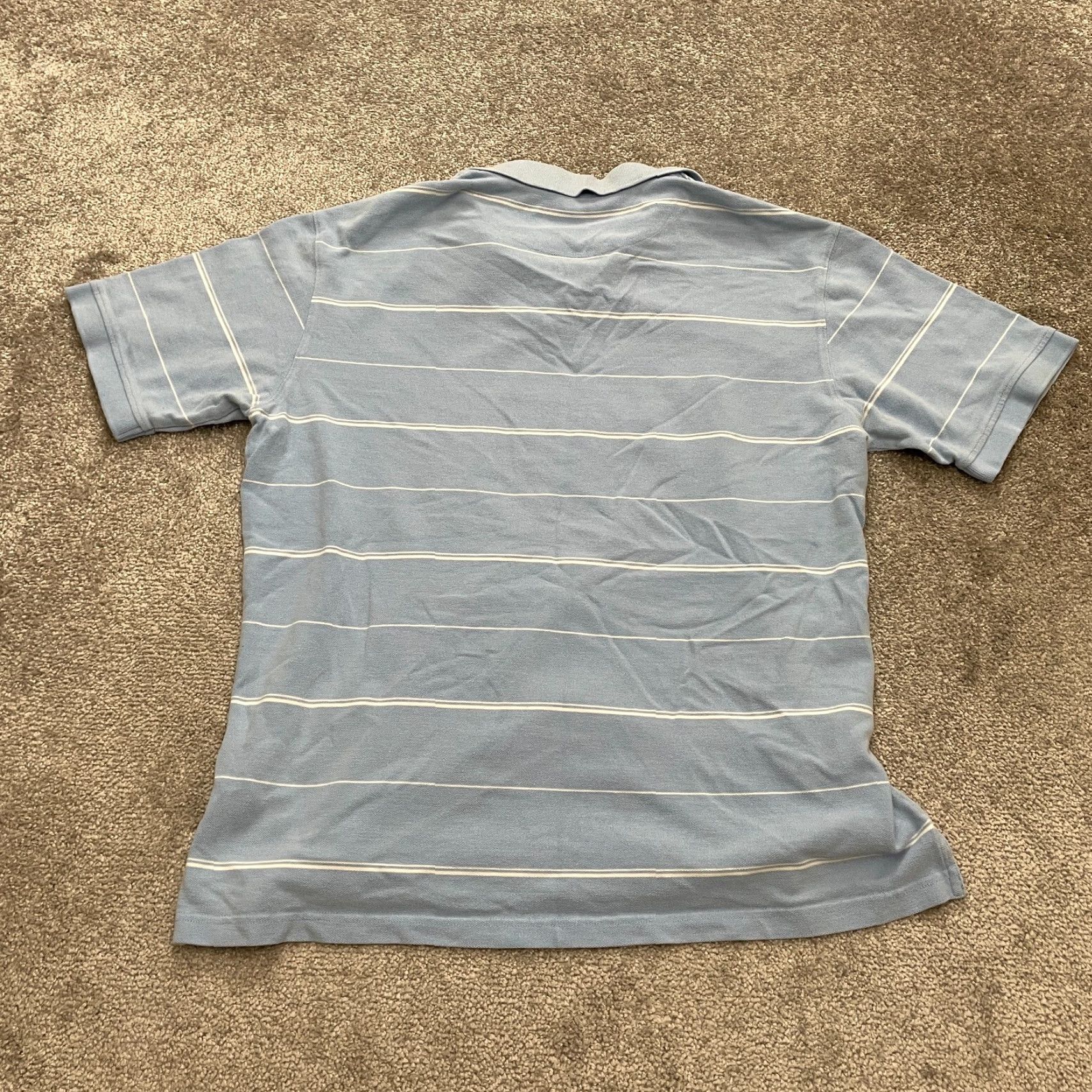 Vintage Columbia Polo Shirt Mens Large Blue White Striped Short Sleeve Outdoor Fishing Brand Polo Shirt L Reg, Blue, 46 Chest, All Seasons, Cotton Blend, Mens Size US L / EU 52-54 / 3 - 2 Thumbnail