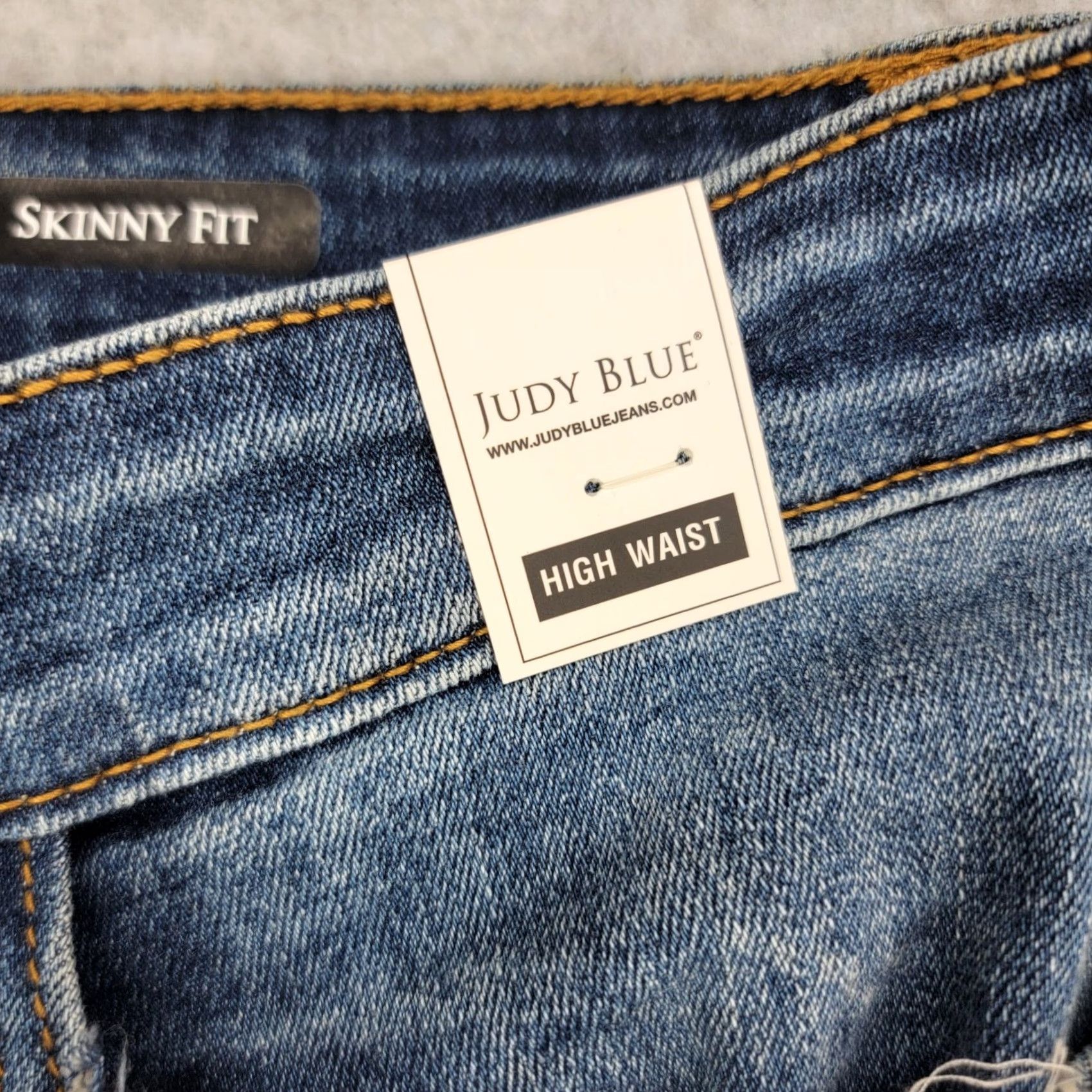 Vintage Judy Blue Jeans Womens 15/32 Dark Blue high Rise Distressed skinny fit NWT Jeans Size 36" / US 14 / IT 50 - 2 Thumbnail
