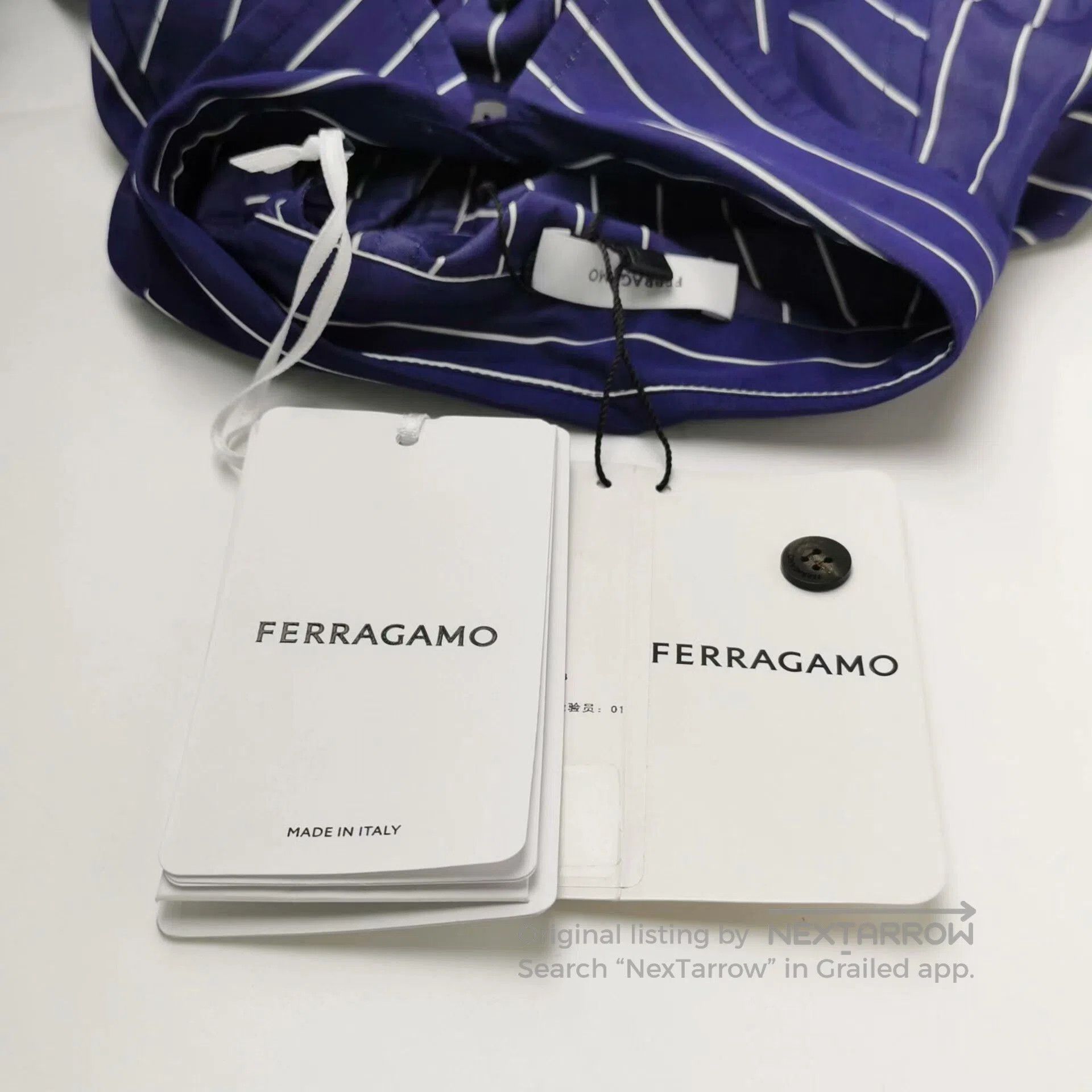 Salvatore Ferragamo Salvatore Ferragamo Cotton Contrast Stripe Collared Shirt. Size S / US 4 / IT 40 - 4 Thumbnail