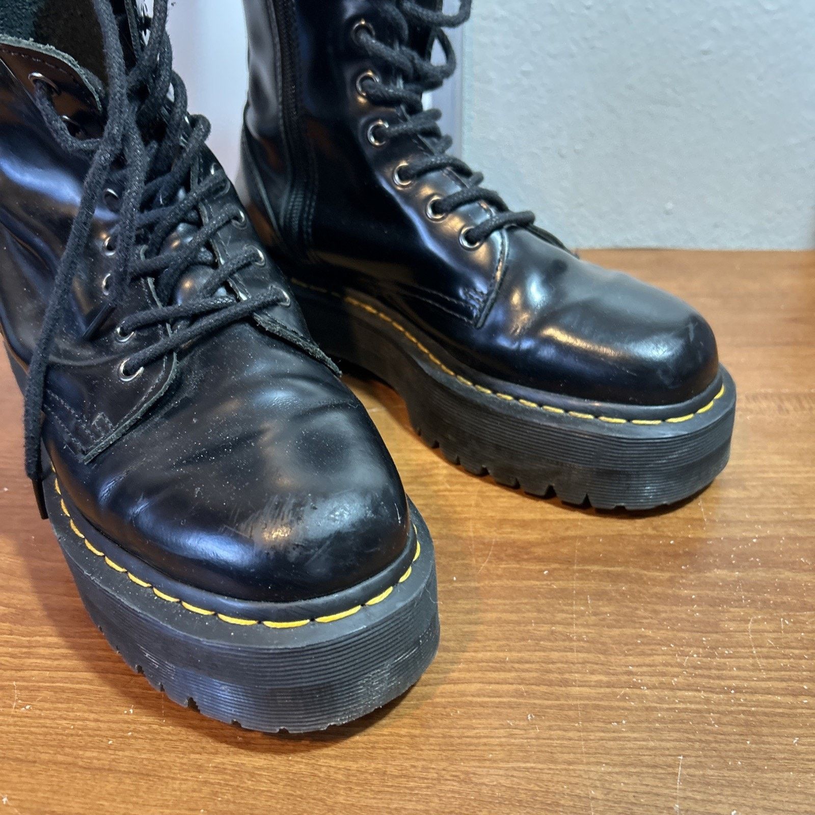 Dr. Martens Dr. Martens Men's Combat Boots Black Patent Leather Mens 7 Size US 7 / EU 40 - 2 Thumbnail