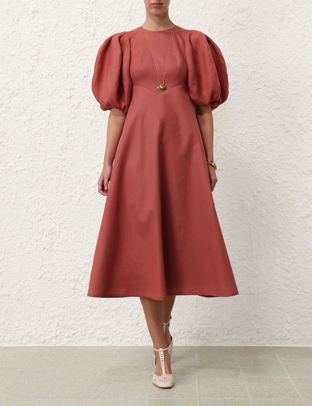 Zimmermann oc11z0825 Midi Day Dress in Lipstick Size M / US 6-8 / IT 42-44 - 2 Thumbnail