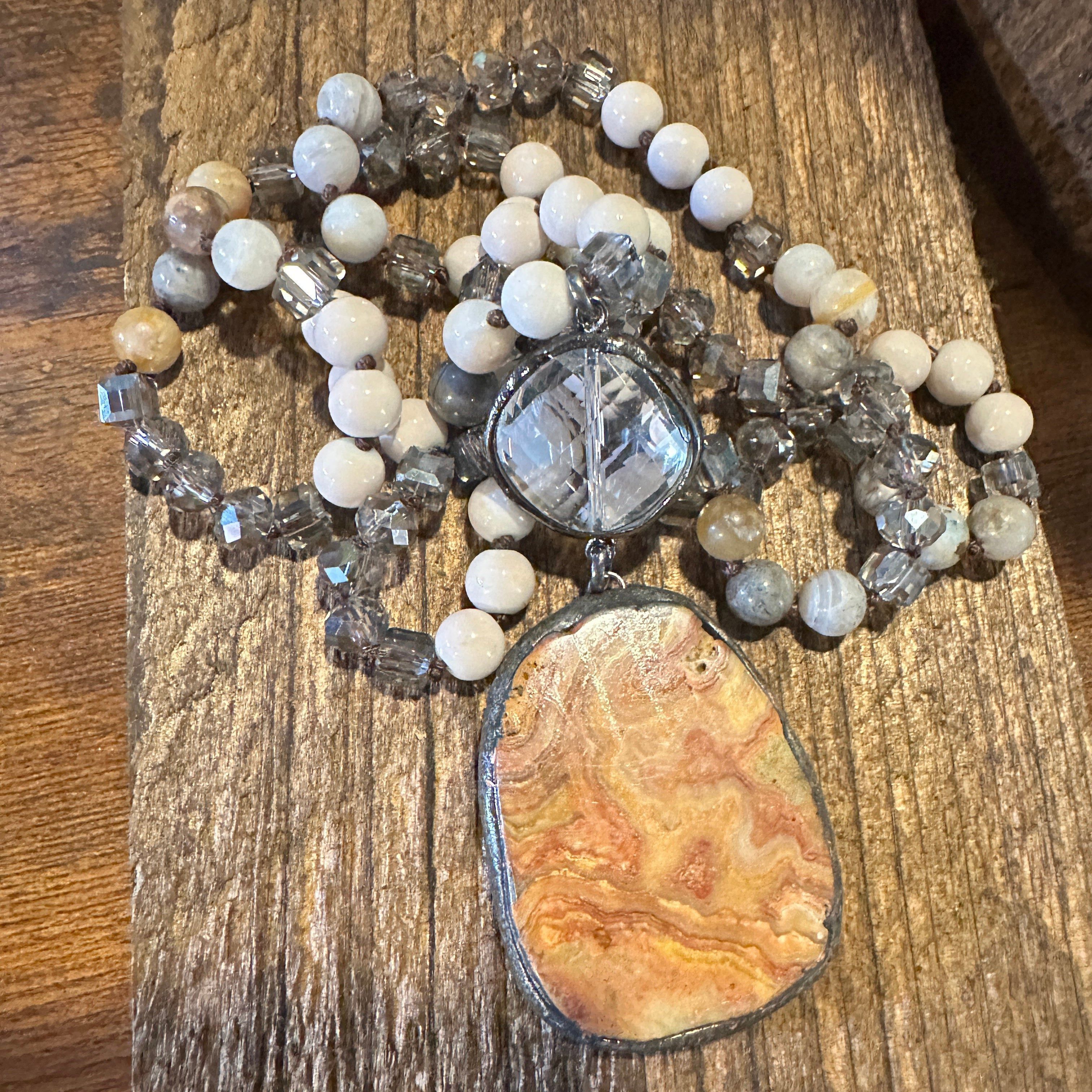 Other Bohemian Vintage Natural Stone Beaded Pendant Necklace | Tri Size ONE SIZE - 8 Thumbnail
