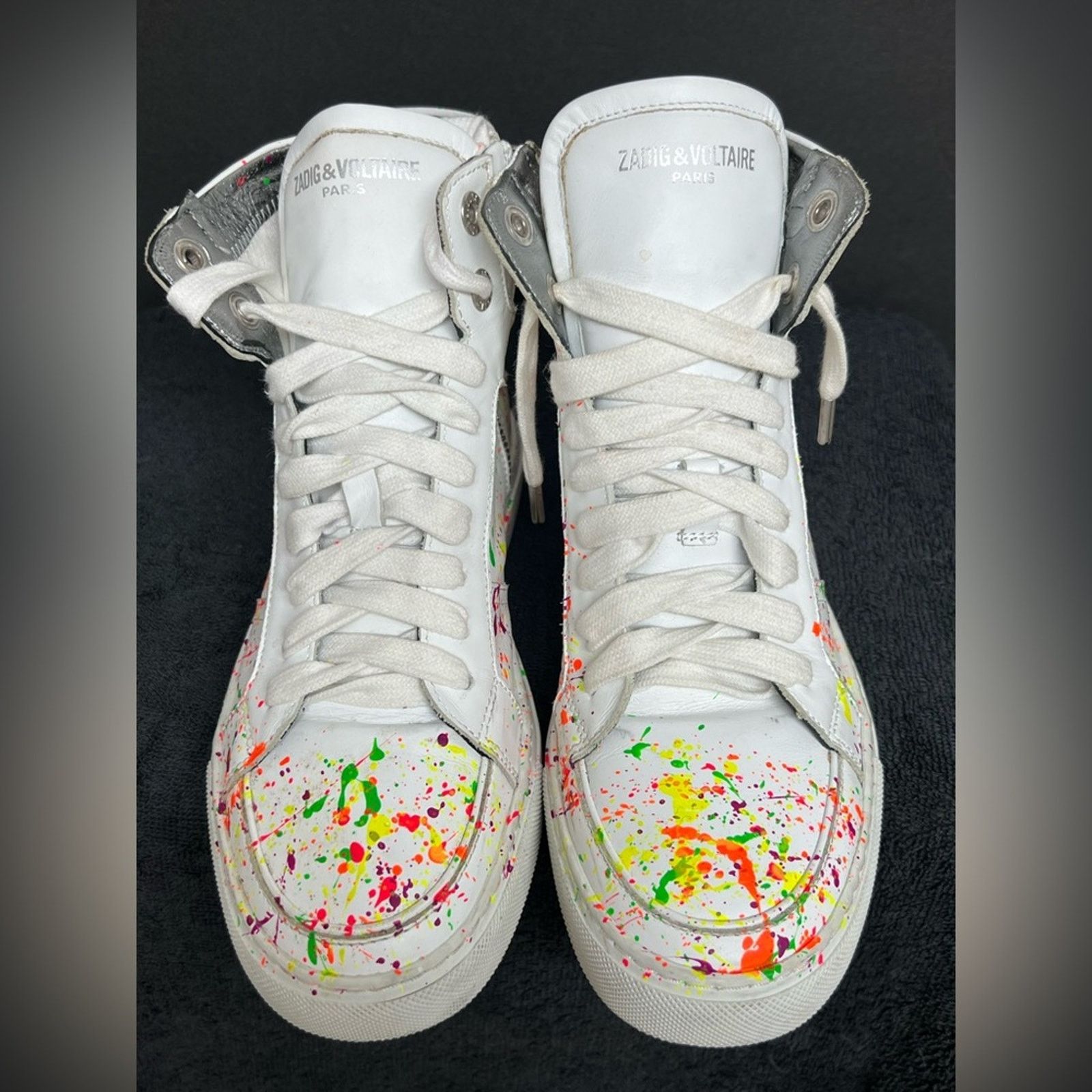 Zadig & Voltaire Zadig & Voltaire High Flash Keith Leather Graffiti Sneakers Size US 7 / IT 37 - 6 Thumbnail