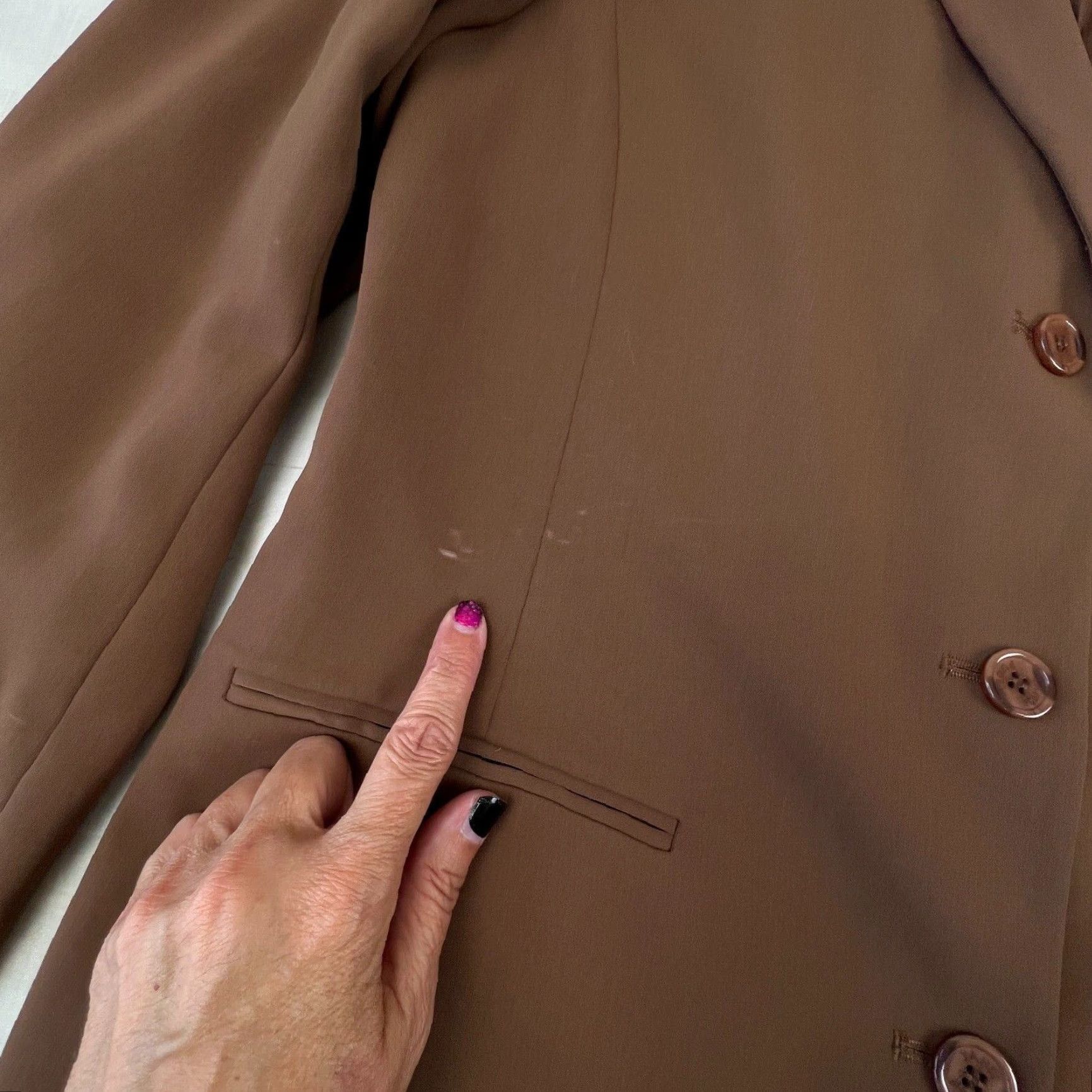 Vintage Yansi Fugel Womens Suit 10 Brown Blazer Straight Skirt Lined Career New (Jacket/CoatRegular) Size 32" / US 10 / IT 46 - 2 Thumbnail