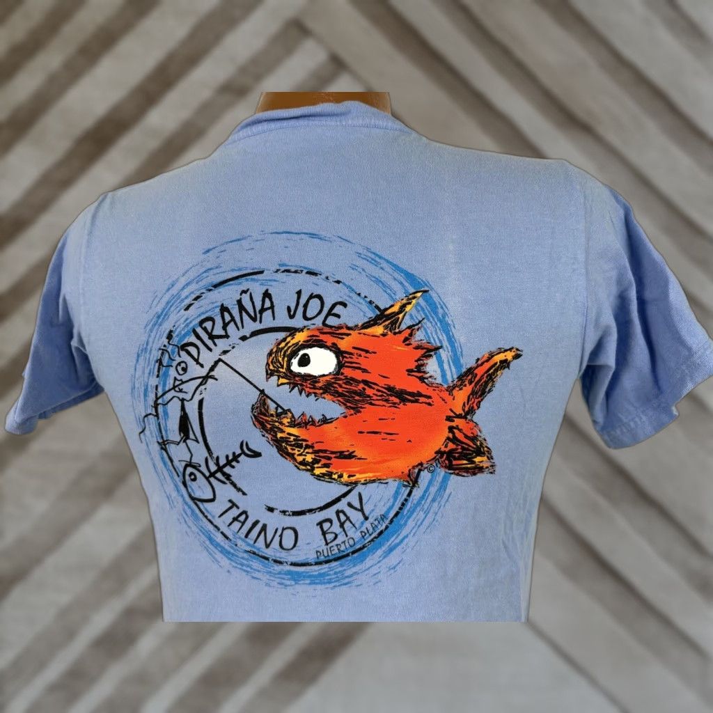 Vintage Pirana Joe Taino Bay Puerto Plata Souvenir Shirt Small Unisex Adults Blue Crew Neck Short Sleeve Cotton Jersey Beach Casual Mens Women’s? Size US S / EU 44-46 / 1 - 1 Thumbnail