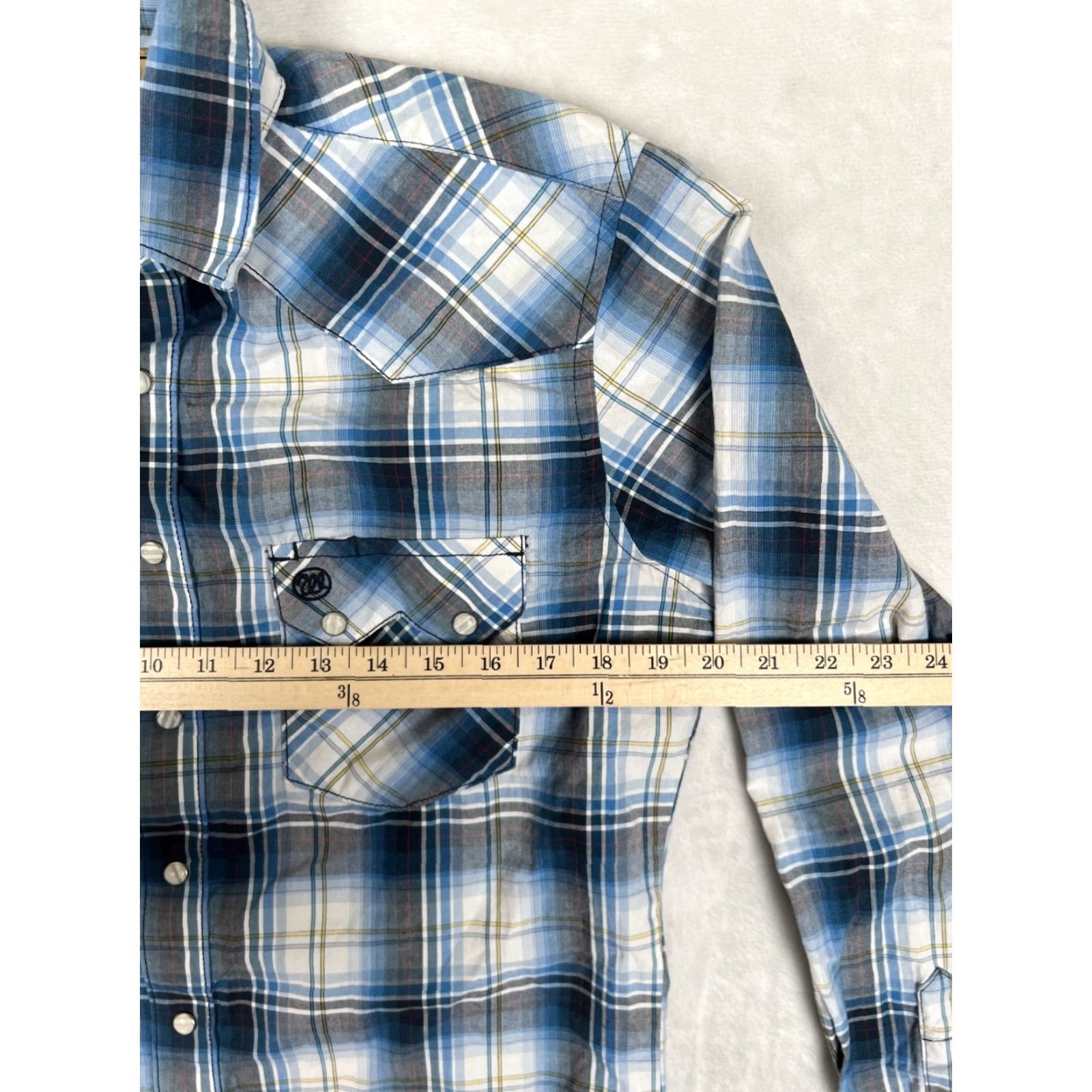 Wrangler Wrangler Western Shirt Mens Small Plaid Pearl Snap Long Sleeve Blue Shirt Size US M / EU 48-50 / 2 - 5 Thumbnail