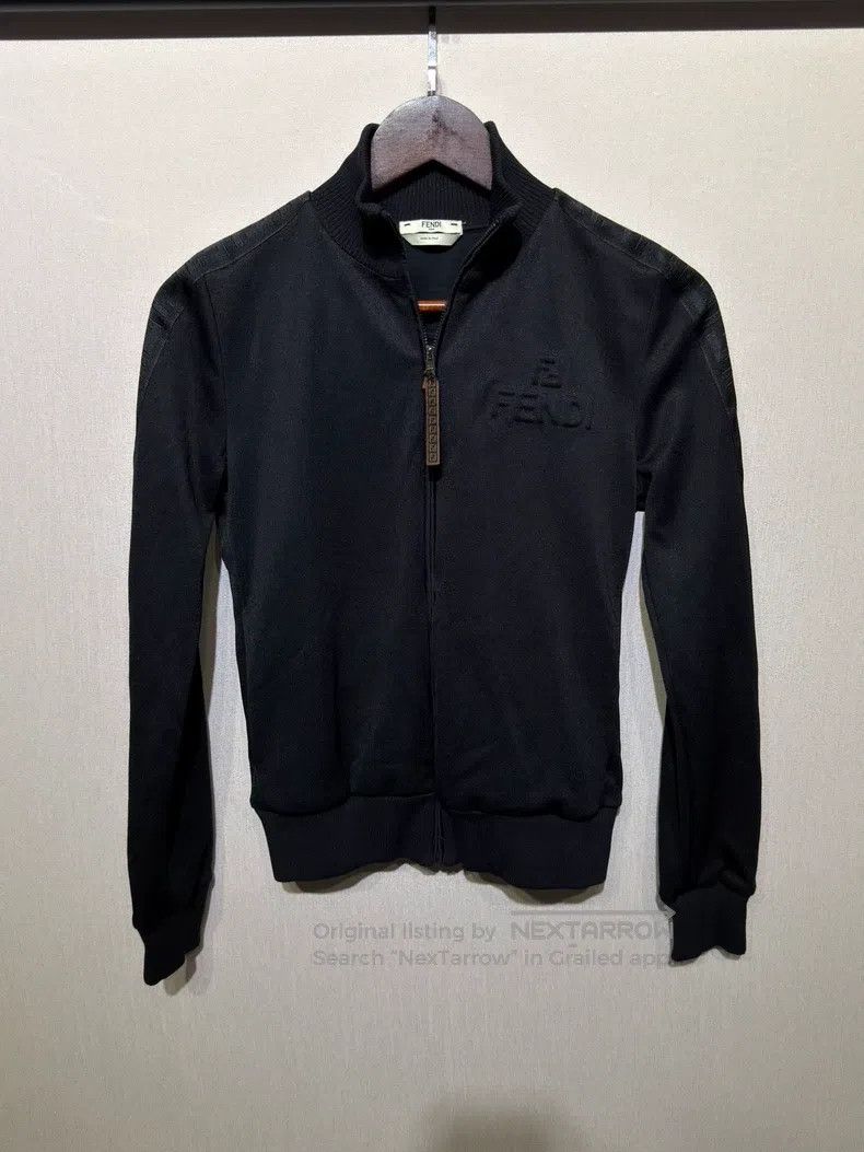 Fendi Fendi Black Side Stripe Embossed Logo Zip-Up Jacket Size XS / US 0-2 / IT 36-38 - 1 Thumbnail
