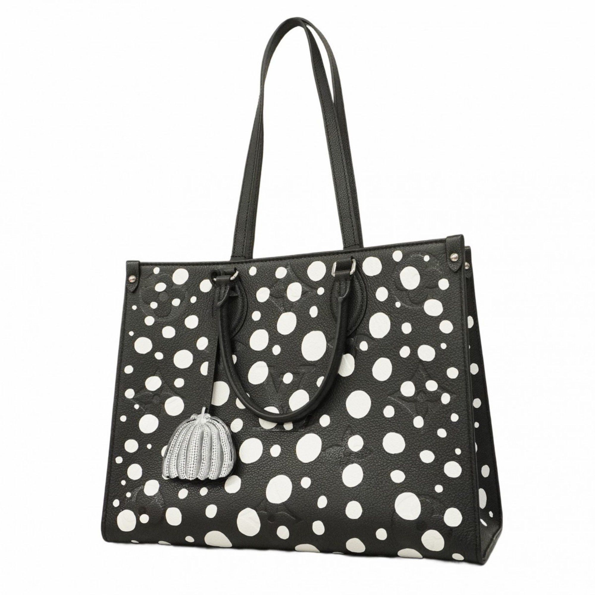 Louis Vuitton Tote Bag Monogram Empreinte On The Go Mm M46389 Noir Blanc Yayoi Kusama Collaboration Women's
