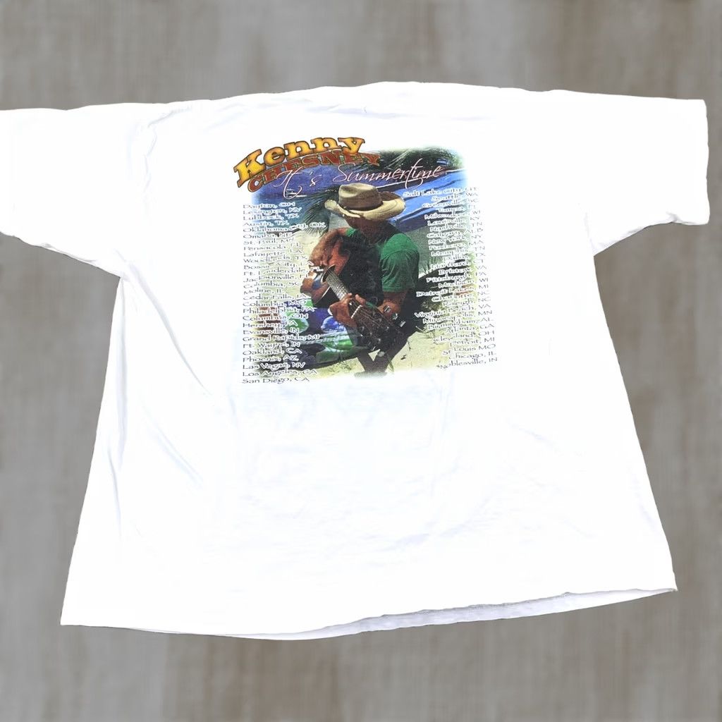 Gildan VINTAGE Kenny Chesney Shirt Men 2XL White Band Tee Country Music Y2K Road Radio Shirt Size US XXL / EU 58 / 5 - 1 Thumbnail