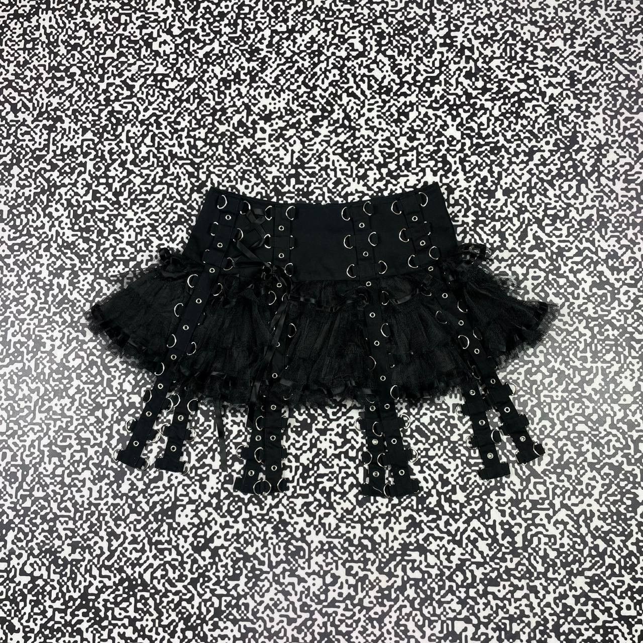 Seditionaries Vintage Y2K Gothic Hell Bunny Bondage Sexy Mini Skirt Tripp Size 27" / US 4 / IT 40 - 5 Thumbnail