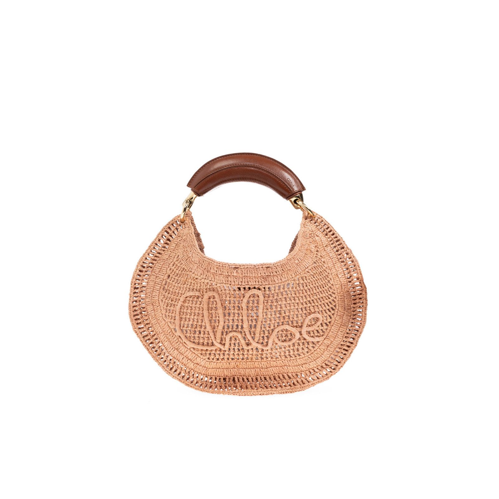 Chloe Summer Banana Pink Raffia Hobo Bag New & Authentic