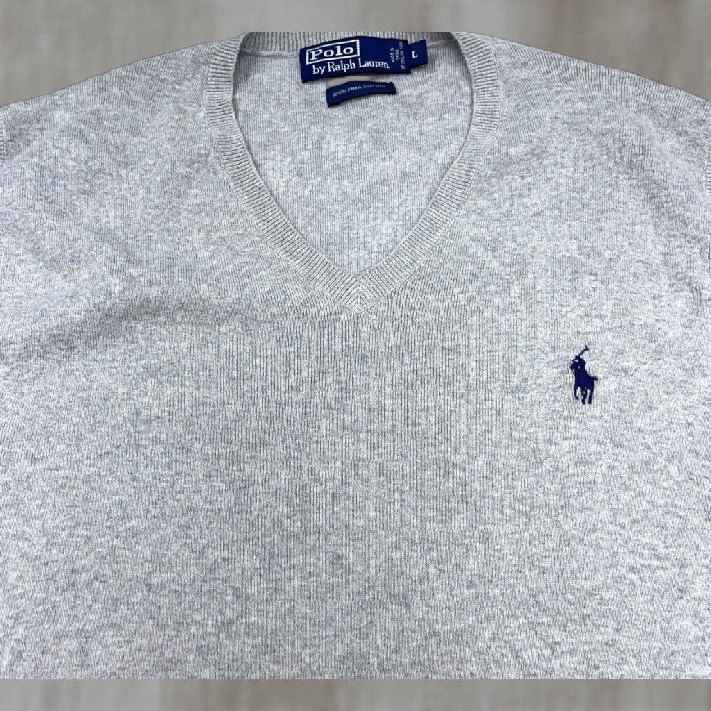Polo Ralph Lauren Polo Ralph Lauren Sweater Vest Men L Gray Blue Pony Soft Pima Cotton Golf Knit Zipper Logo Embroidered Button Size US L / EU 52-54 / 3 - 1 Thumbnail