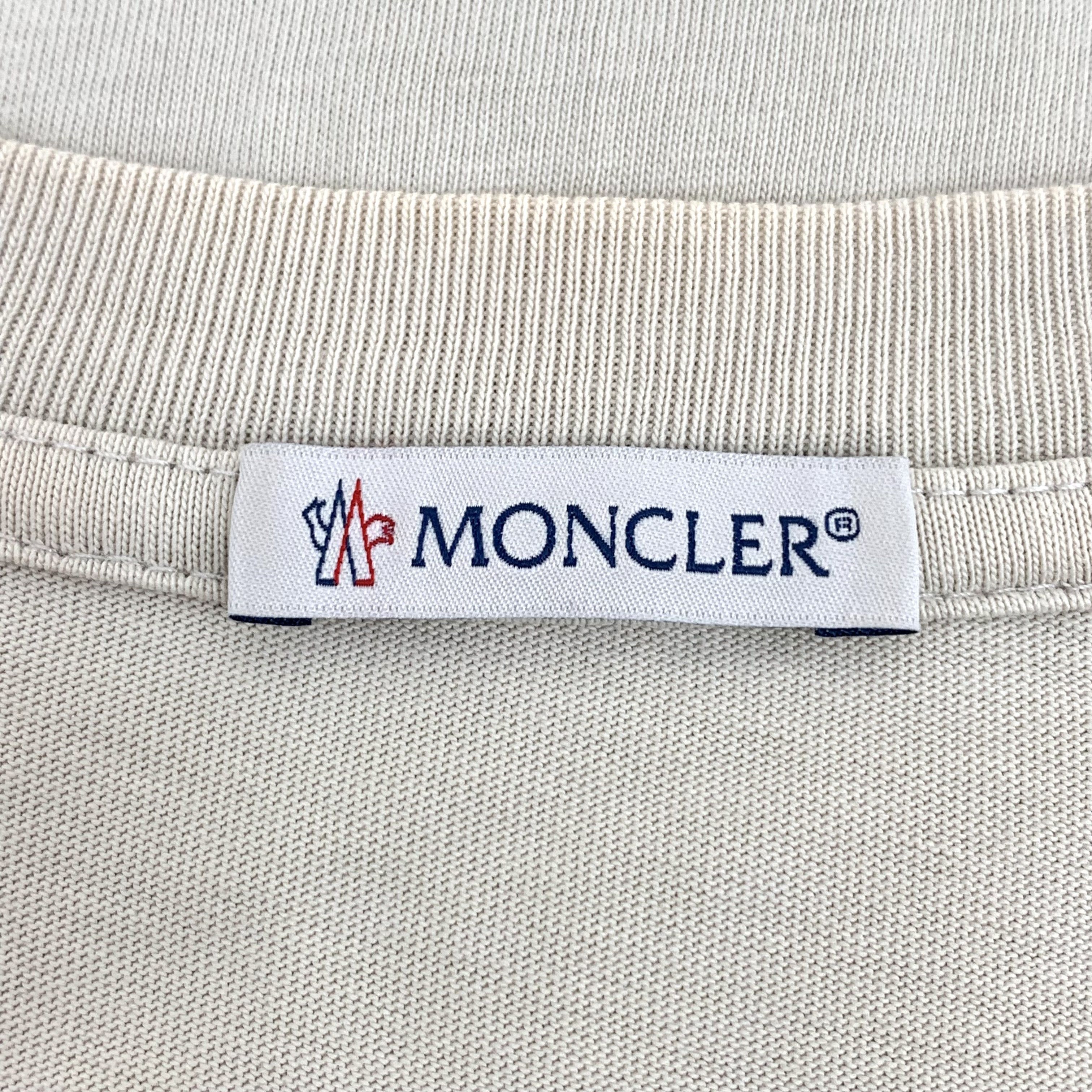 Moncler Moncler Embroidered Logo Tee Beige (L) Size US L / EU 52-54 / 3 - 4 Thumbnail