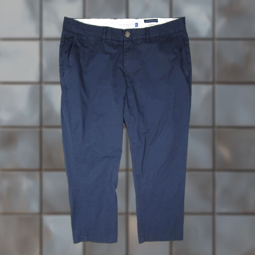 Vintage Peter Manning Pants Mens 35 Blue Standard Lightweight Stretch Chino Size US 35 - 1 Thumbnail
