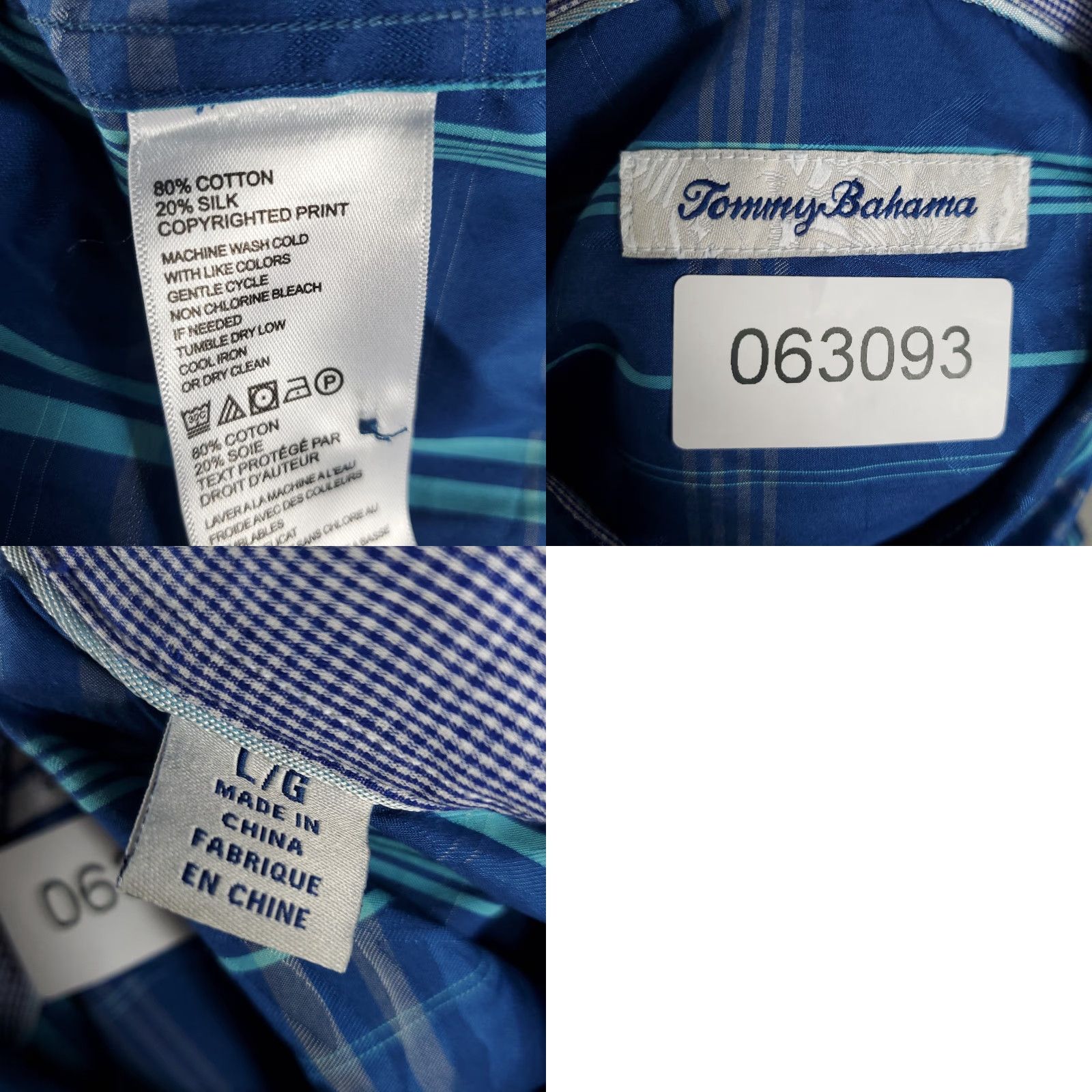 Tommy Bahama Tommy Bahama Blue Plaid Cotton Button-Up Shirt Long Sleeve Adult Large Mens Size US L / EU 52-54 / 3 - 8 Thumbnail