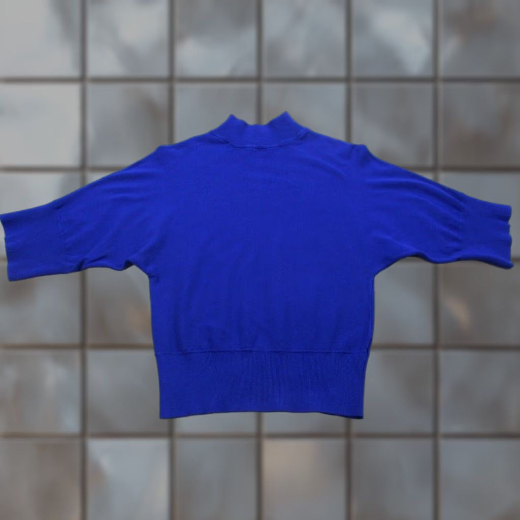 Vintage VINTAGE Investments Petites Pullover Sweater Shirt Womens Sz PS Blue Long Sleeve Mock Size S / US 4 / IT 40 - 1 Thumbnail