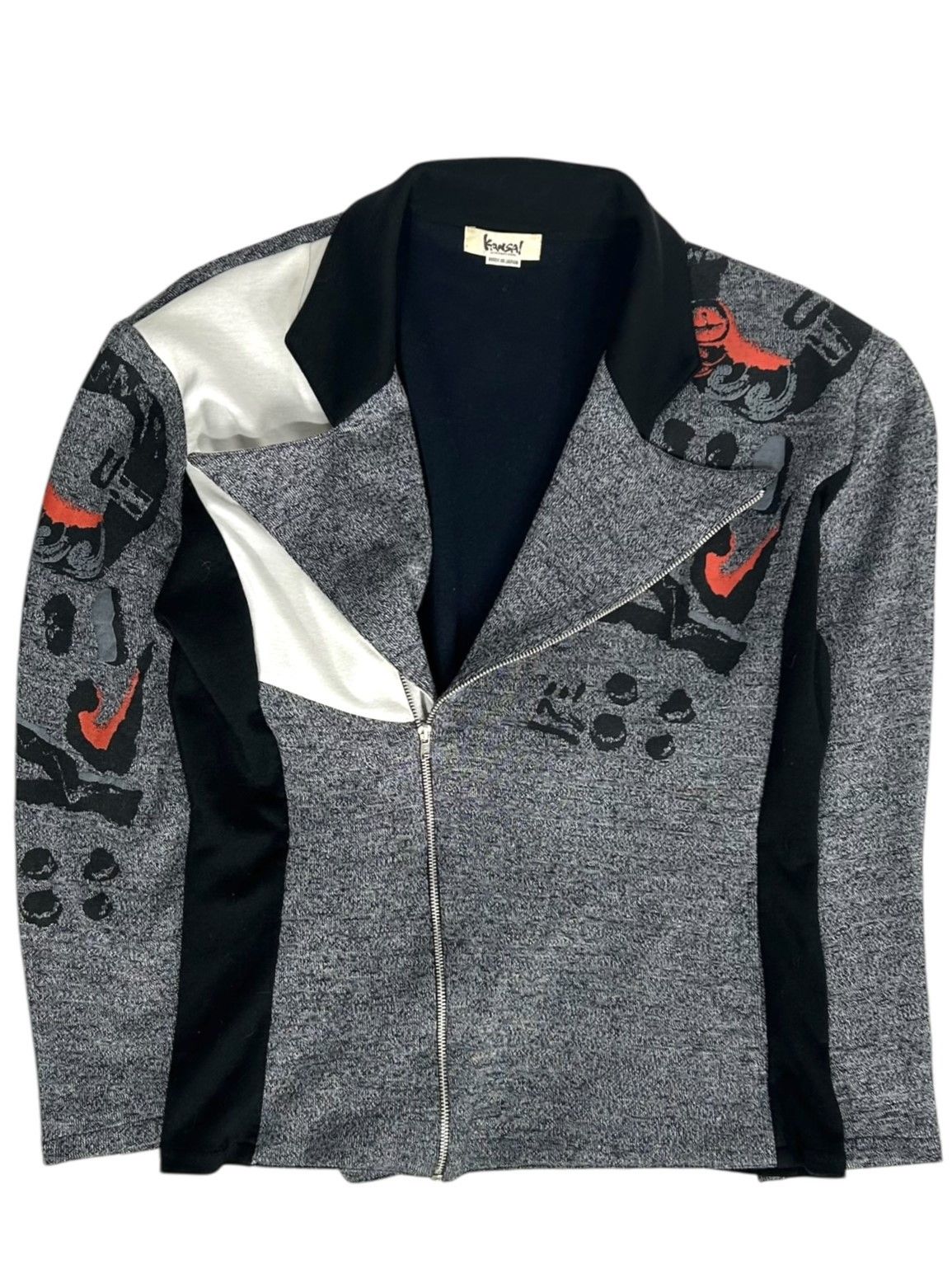 Kansai Yamamoto Kansai Graphic Print Biker Jacket Size US M / EU 48-50 / 2 - 1 Thumbnail