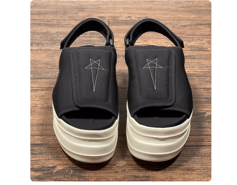 Rick Owens Rick Owens RO black embroidered pentagram slides Size US 7 / EU 40 - 1 Thumbnail