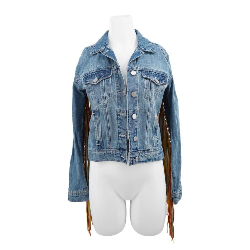 Scully Leather Vintage Scully Fringe Denim Jacket Size XS Size XS / US 0-2 / IT 36-38 - 1 Thumbnail